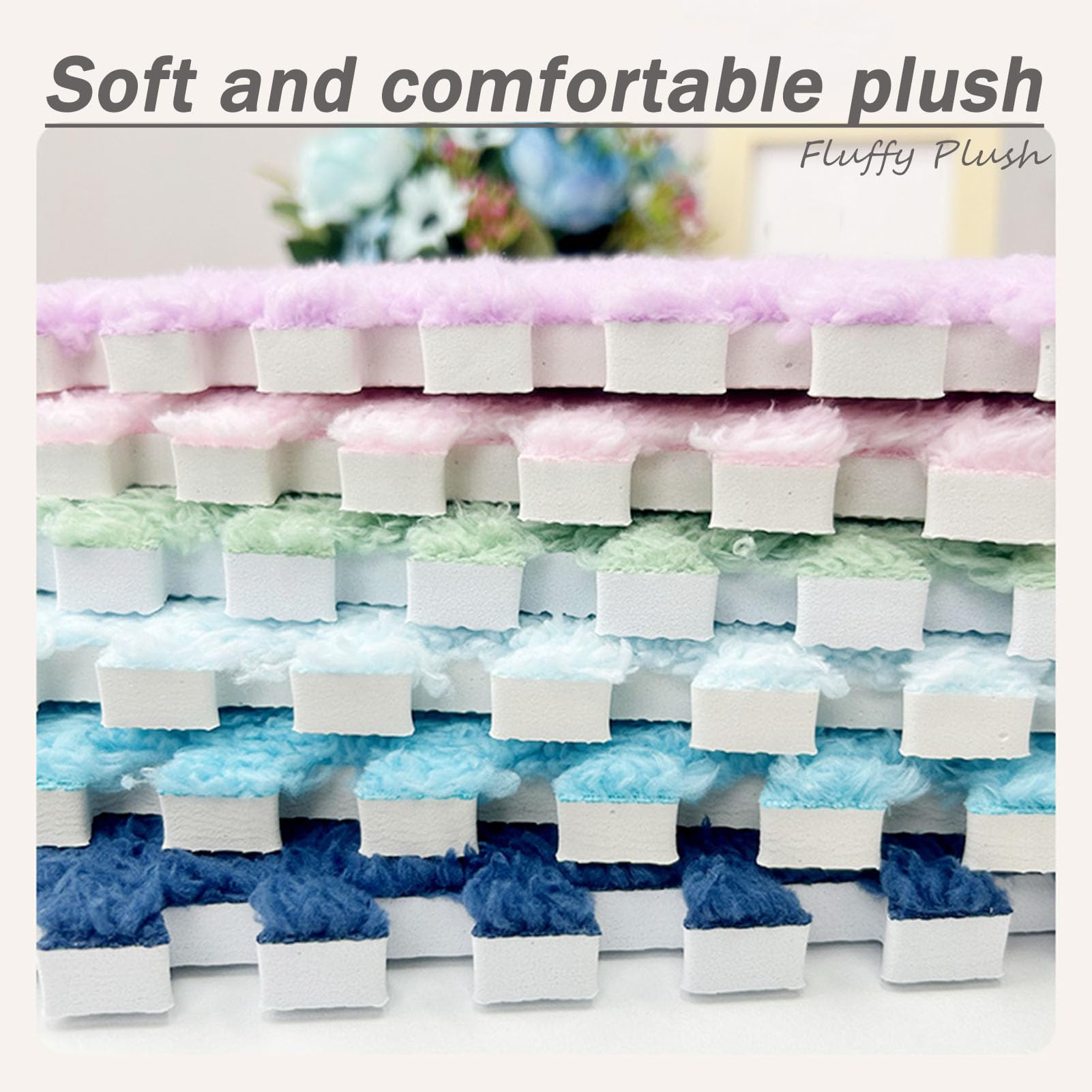 Płytki dywanowe Fluffy, 200 szt. Pluszowa mata podłogowa z pianki, układane płytki 11,8 x, cala, różne grubości, wielokolorowe(Grey,0.39 inch)