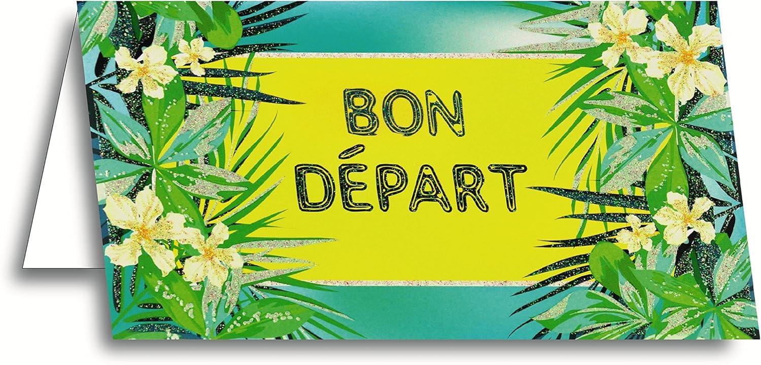 Afie 69-4220 Leaving Retirement Glitter Floral Leaf Nature Exotic Palm Tropical Lily Goodbye Greeting Card Starting Happiness Fashion Shiny Sparkle Glitter Greetings