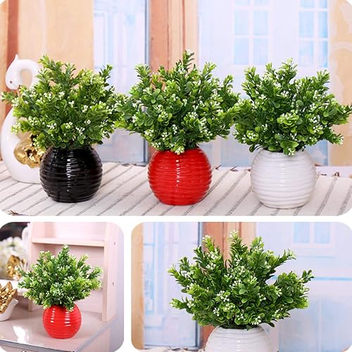 Miniatura 5 de Arbustos artificiales, plantas de plástico, simulación de hierba de frijol, arbustos verdes, hojas sintéticas, para exteriores, jardín, interior,