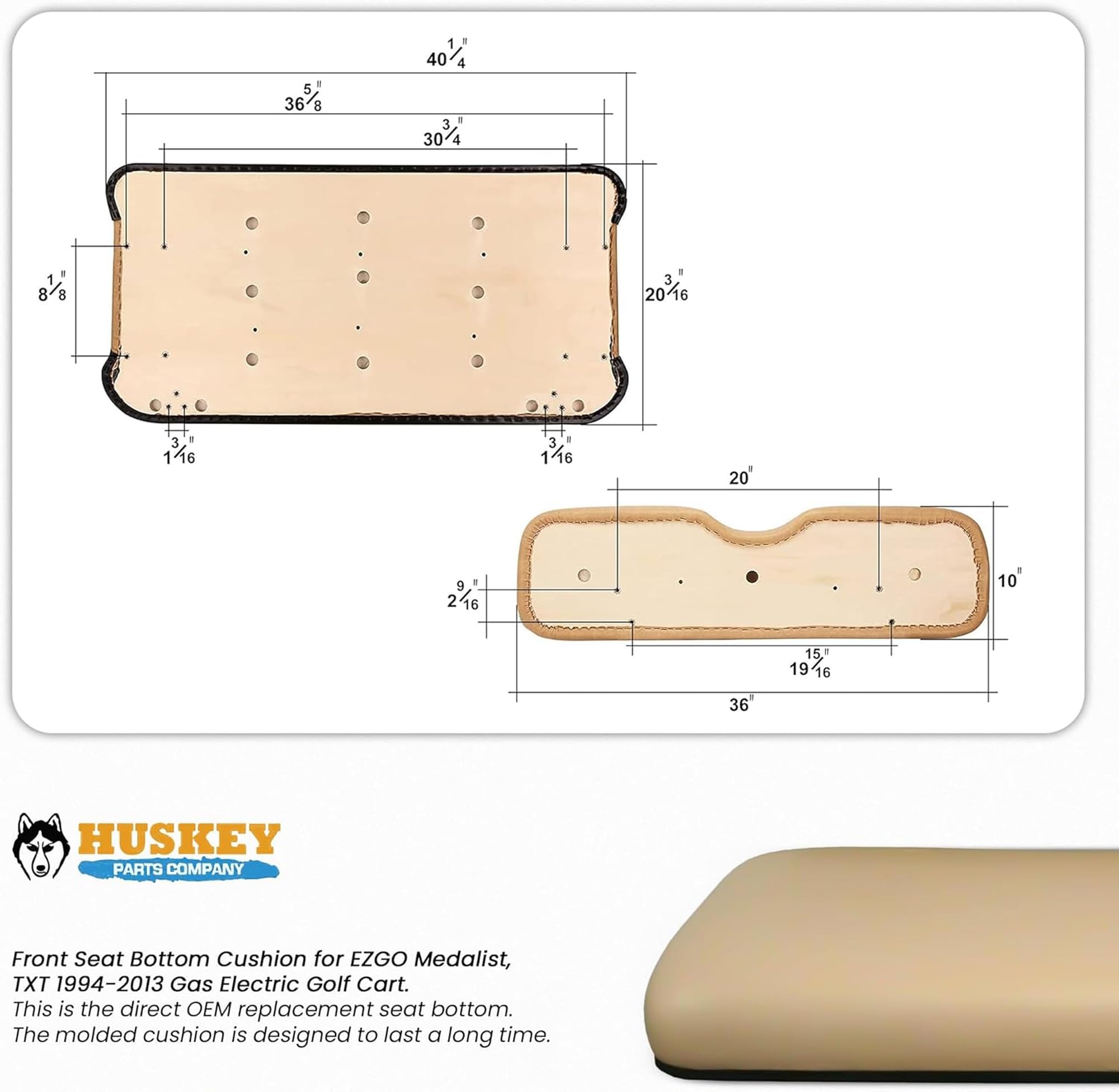 Bas De Siège Avant Beige Pour EZGO Medalist/TXT 1994-2013 – Matériel Inclus, Rembourrage PU