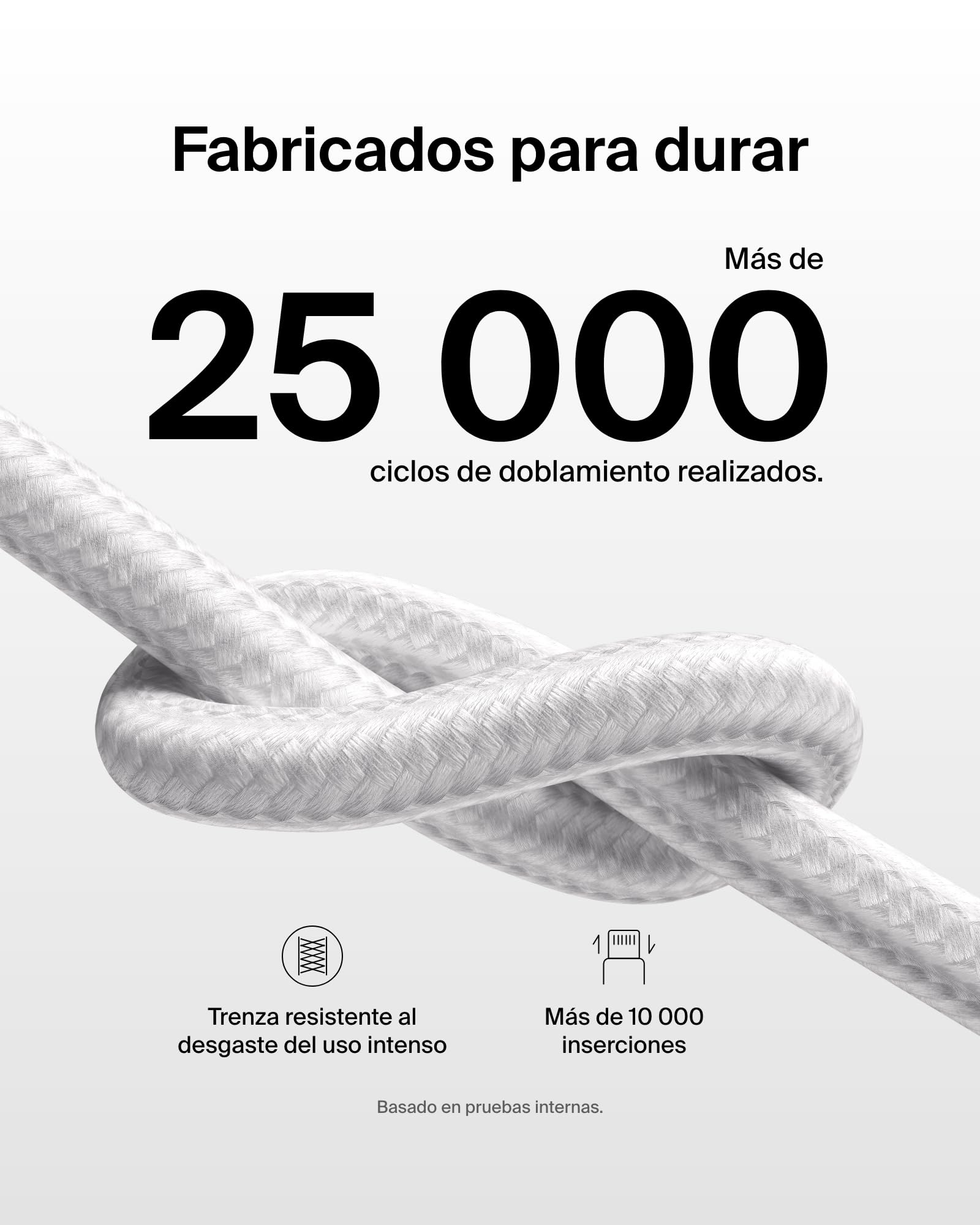 Belkin Paquete de 2 Cables Trenzados USB-C con conector Lightning de 1,5 m, carga rápida, cables de alimentación suaves y flexibles, iPhone 14 y anteriores, iPad de 9.ª generación y AirPods, Blanco