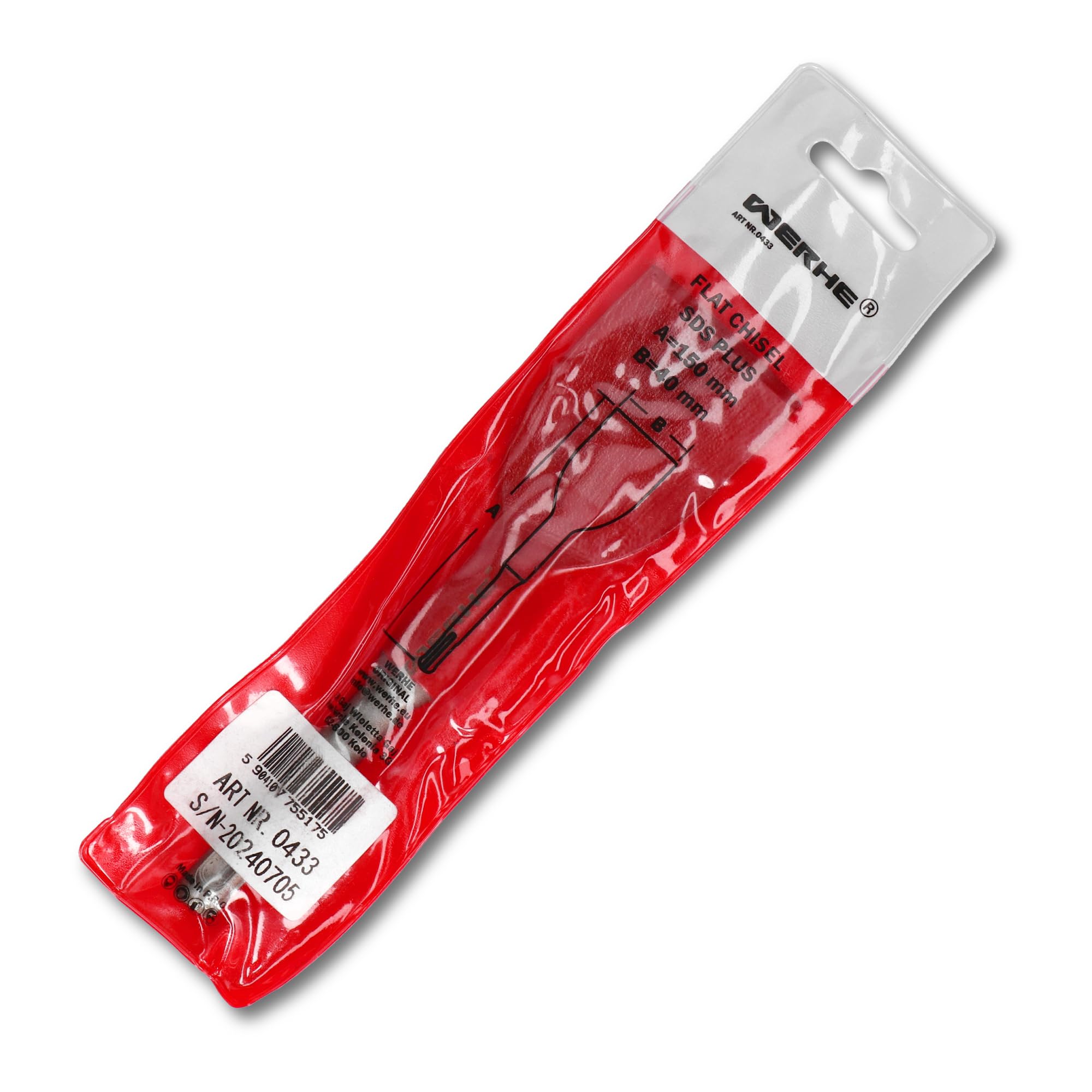Scalpello WERHE SDS Plus 40 x 150 mm – Scalpello piatto per scalpellare calcestruzzo e rimozione piastrelle – Accessorio robusto per martelli perforatori e demolitori