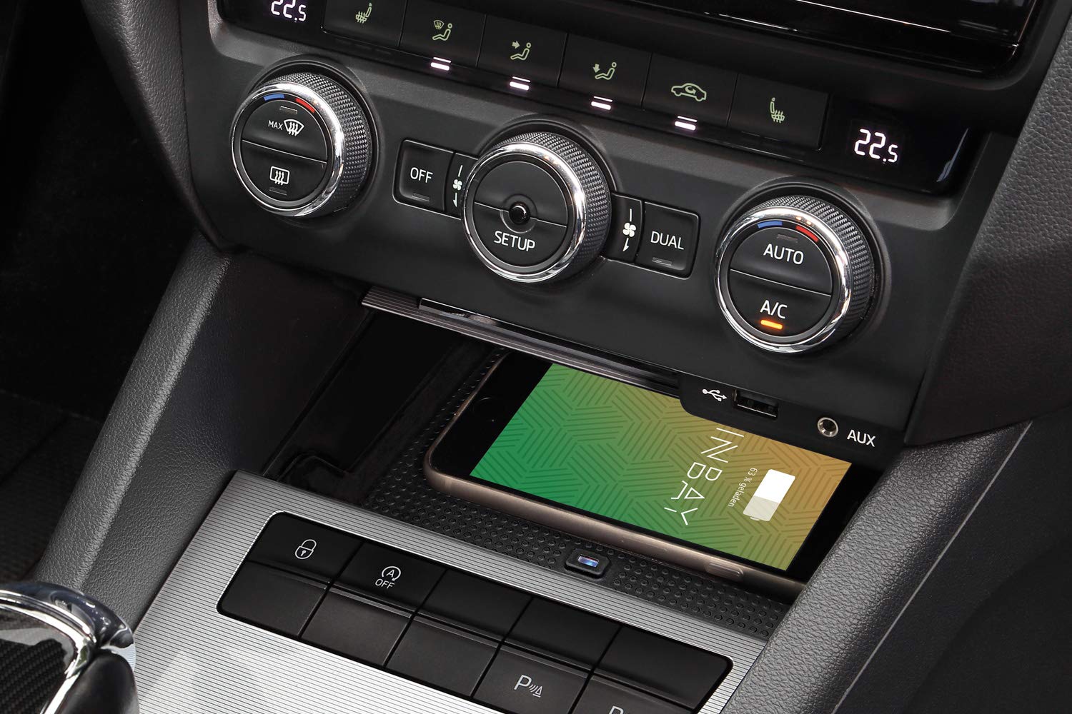INBAY 5 W uchwyt samochodowy na telefon komórkowy, półka indukcyjna/bezprzewodowa, pasuje do Skoda Octavia (5E) 02/2013-01/2020 - uchwyt samochodowy, akcesoria do wnętrza samochodu - Qi
