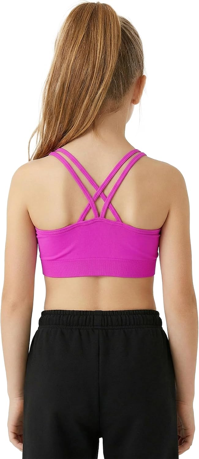 Kurve Girl’s Seamless Strappy Back Stretchy Crop Undershirt Bra, Made in USA