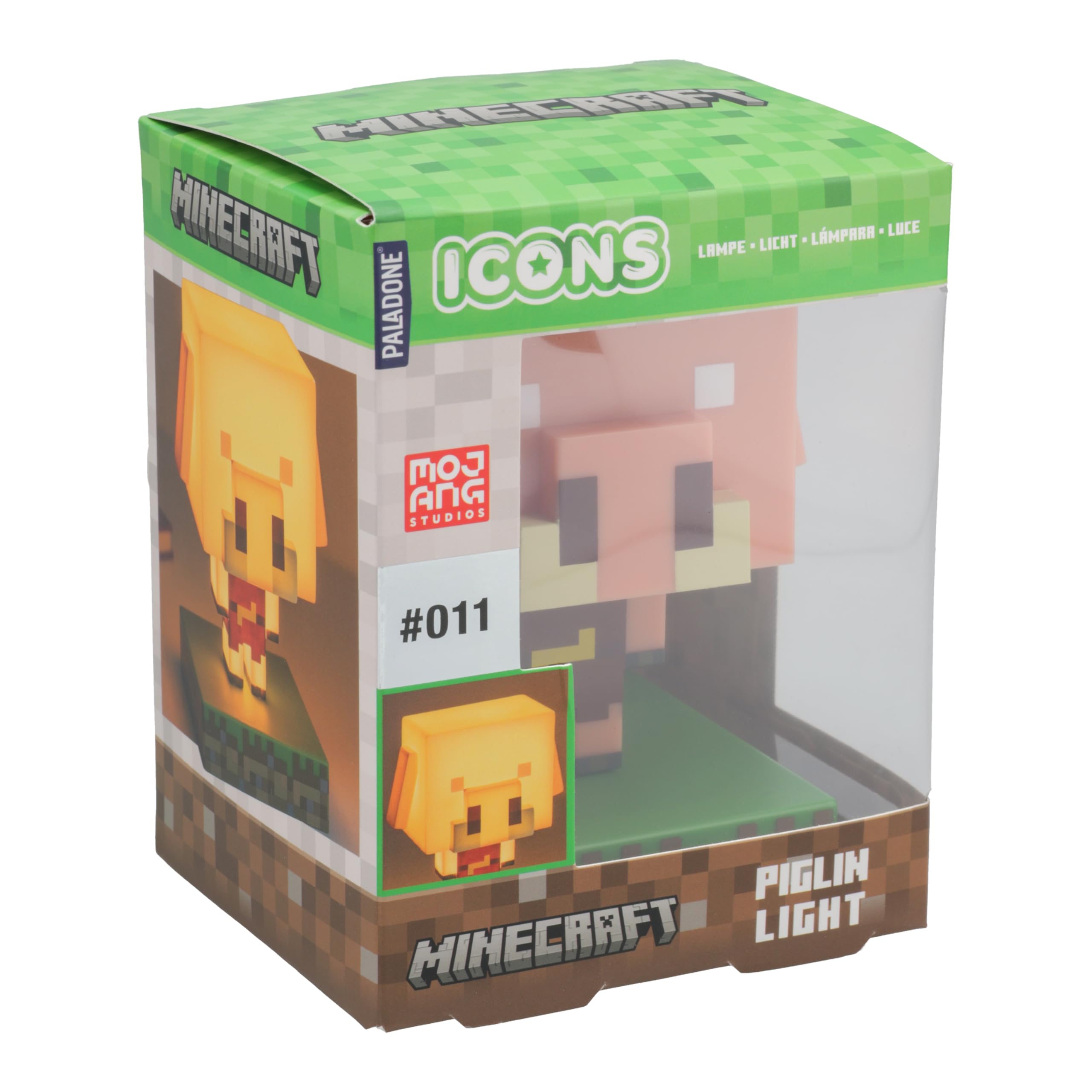 Paladone Minecraft Piglin Mini Icon Light, oficjalnie licencjonowana lampa LED do sypialni dziecięcych, pokoi gier i wystroju wnętrz, zasilana bateriami, kolekcjonerska