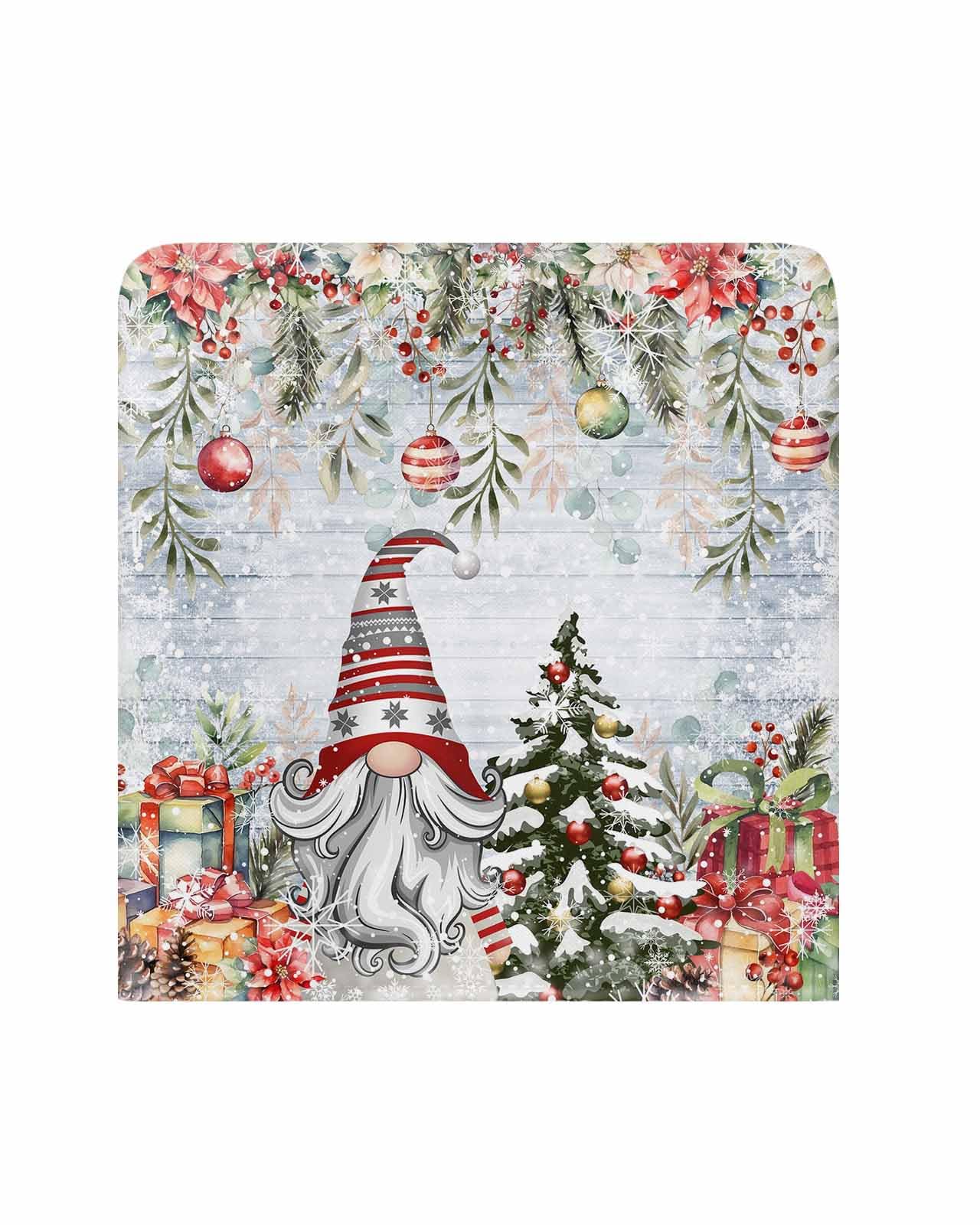 TweetyBed Christmas Chair Back Cover Red Gnome Eucalyptus Dining Chair Slipcovers Pine Tree Snowflake Wooden Removable Strench Chair Protector for Kitchen Decoration Set of 4