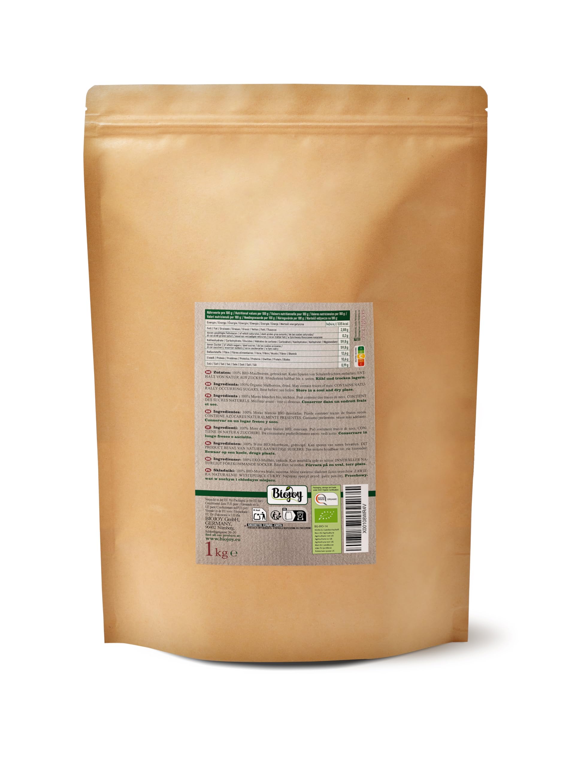 Biojoy More di Gelso bianco BIO (1 kg), essiccate, senza zucchero aggiuntо e senza zolfo