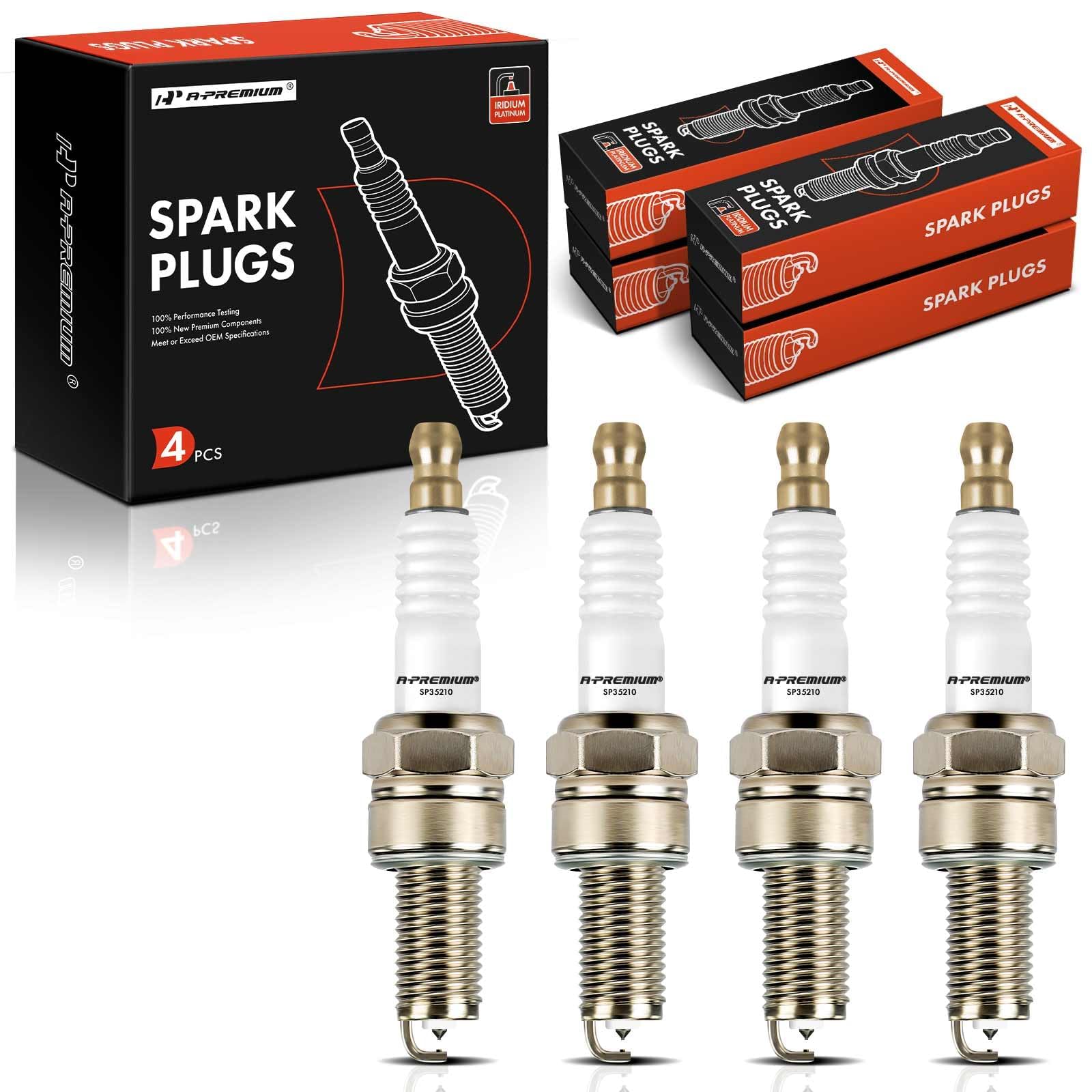 A-PremiumIridium Platinum Spark Plugs Compatible with Polaris Ranger RZR 570, Ranger 900 Xtreme Performance & Ducati 749, 998 Matrix, ST3 & Kawasaki ZRX1 & Suzuki DR350 & Yamaha FZ8, Pack of 4