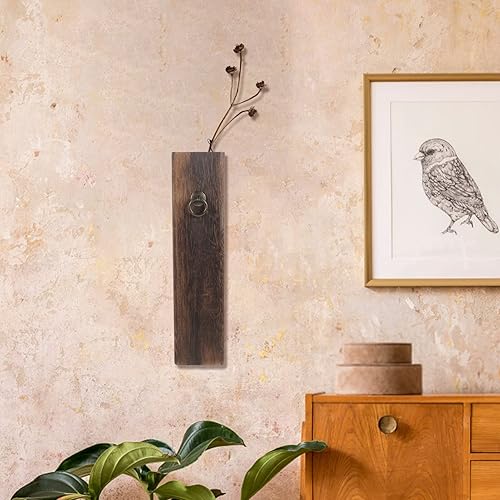 Miniatura 2 de Jarrón de madera con bolsillo de pared para flores secas y vegetación artificial, soporte para plantas de interior, maceta de pared interior,