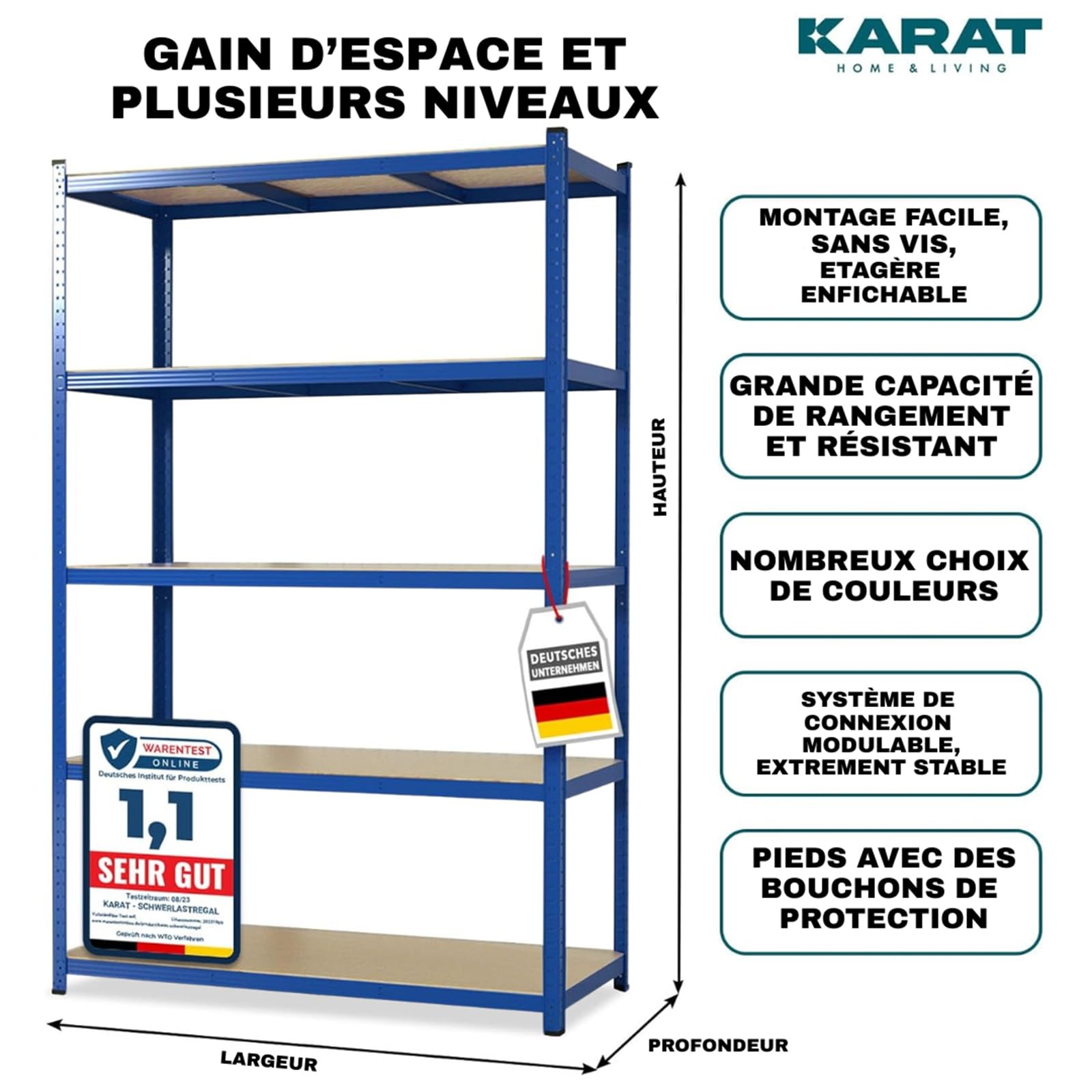 Floordirekt Lot De 2 Étagères Charges Lourdes 200x120x60cm - 5 Tablettes Réglables - Gris Lakota