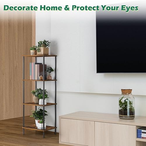 Miniatura 6 de ETELI Tall End Table 4 Tier Wood Skinny Side Table Living Room with Storage Shelf Nightstand Bedside Table Plant Stand for Bedroom Office Dorm,