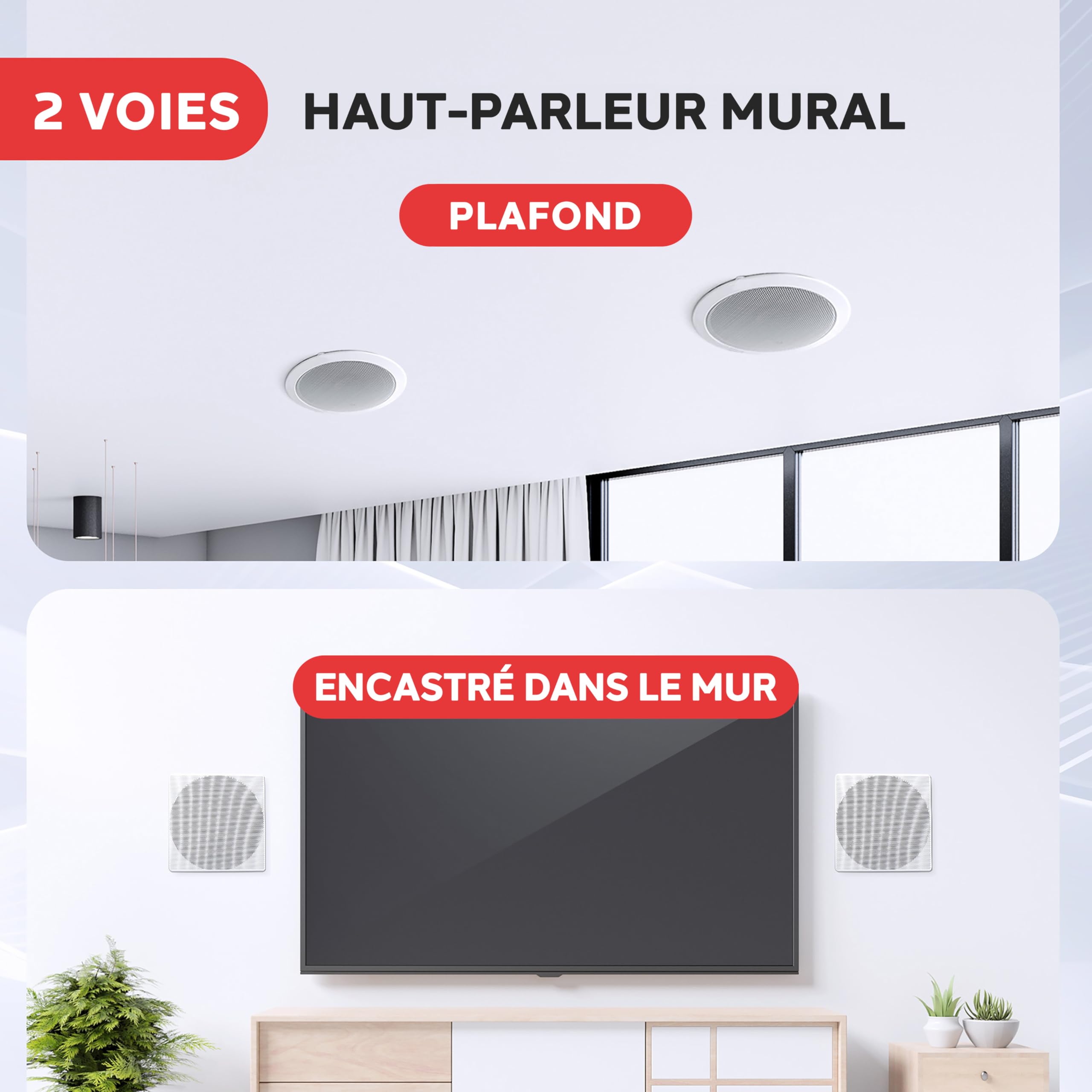Pyle Enceinte Plafond Murale 20,3 cm Paire Stéréo 2 Voies Gamme Complète Encastrable