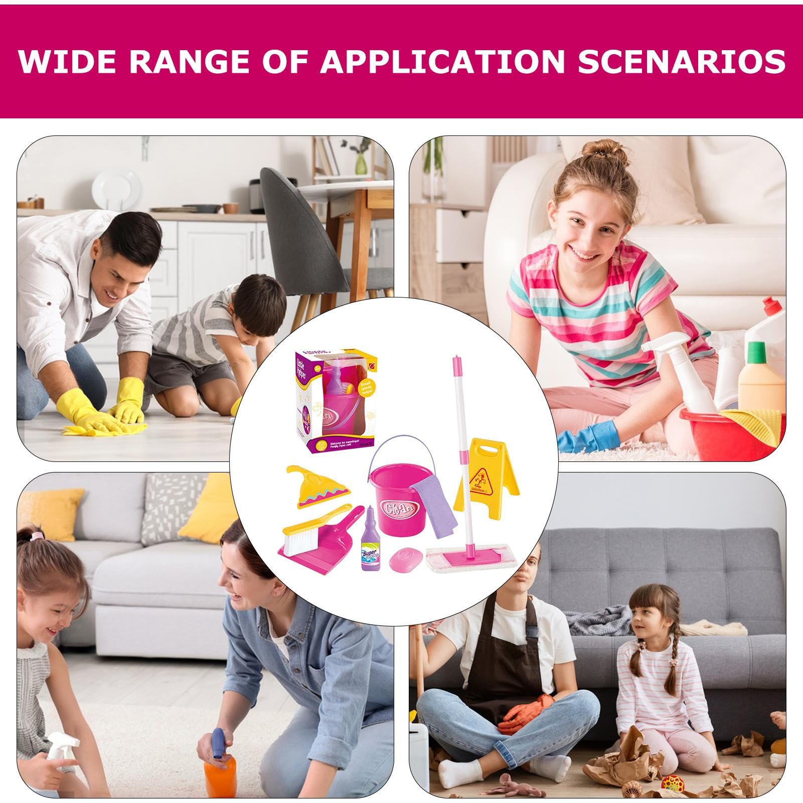 Kit De Limpieza Para Niños Con Escoba, Trapeador, Cubo Y Recogedor – Juguete De Roles Para Peques De 3 Años En Adelante