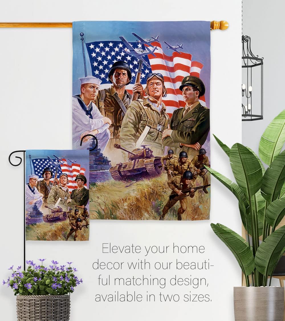 Breeze Decor G161072-BO The Armed Forces Americana Patriotic Decorative Vertical Garden Flag, 13"x 18.5", Multi-Color