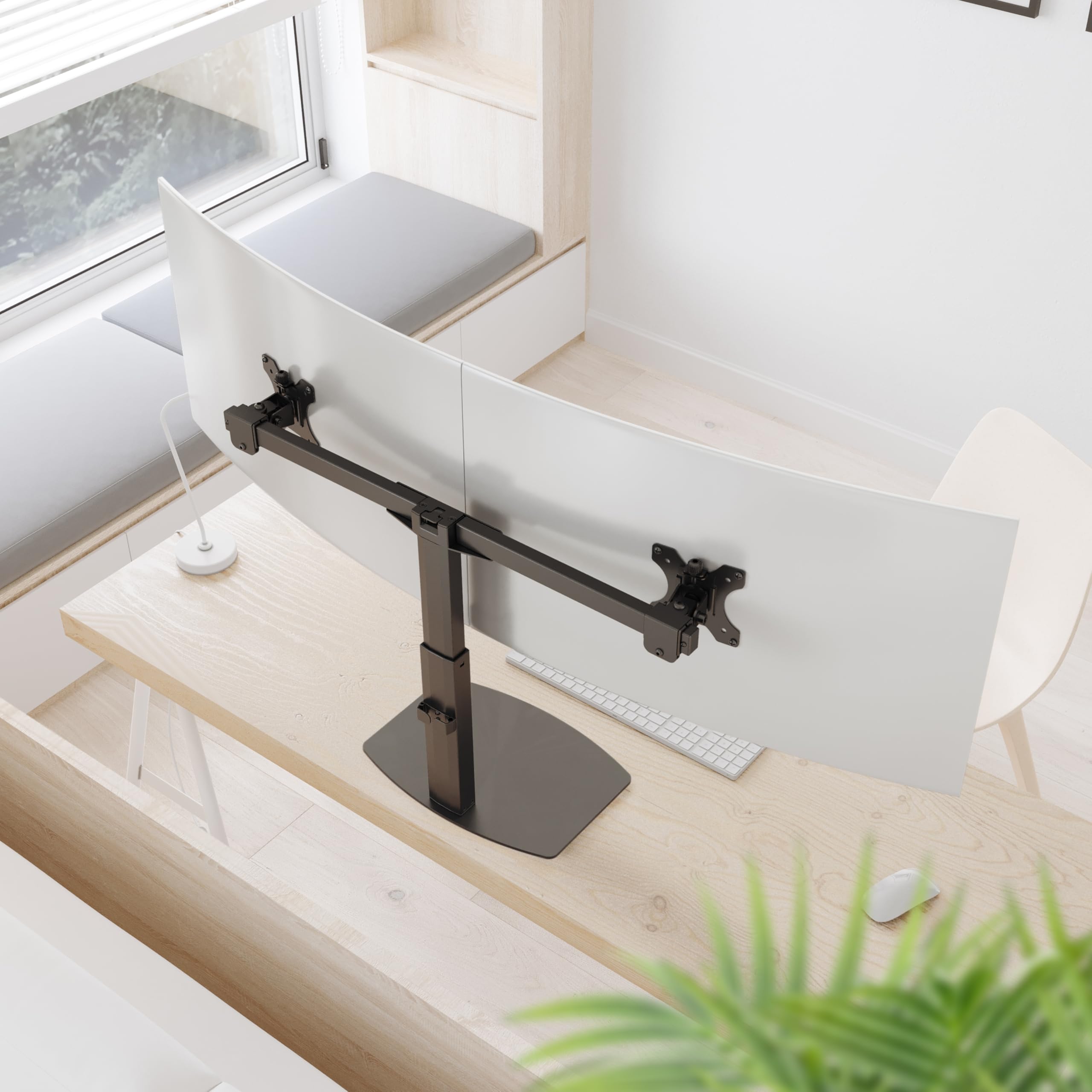 RICOO TS4111 Dual Support Écran PC 2 Écrans 13 17 19 22 24 27 Pouces VESA 75x75 100x100 Ressort à gaz Orientable Inclinable Rotatif Universel Socle Moniteur sur Pied
