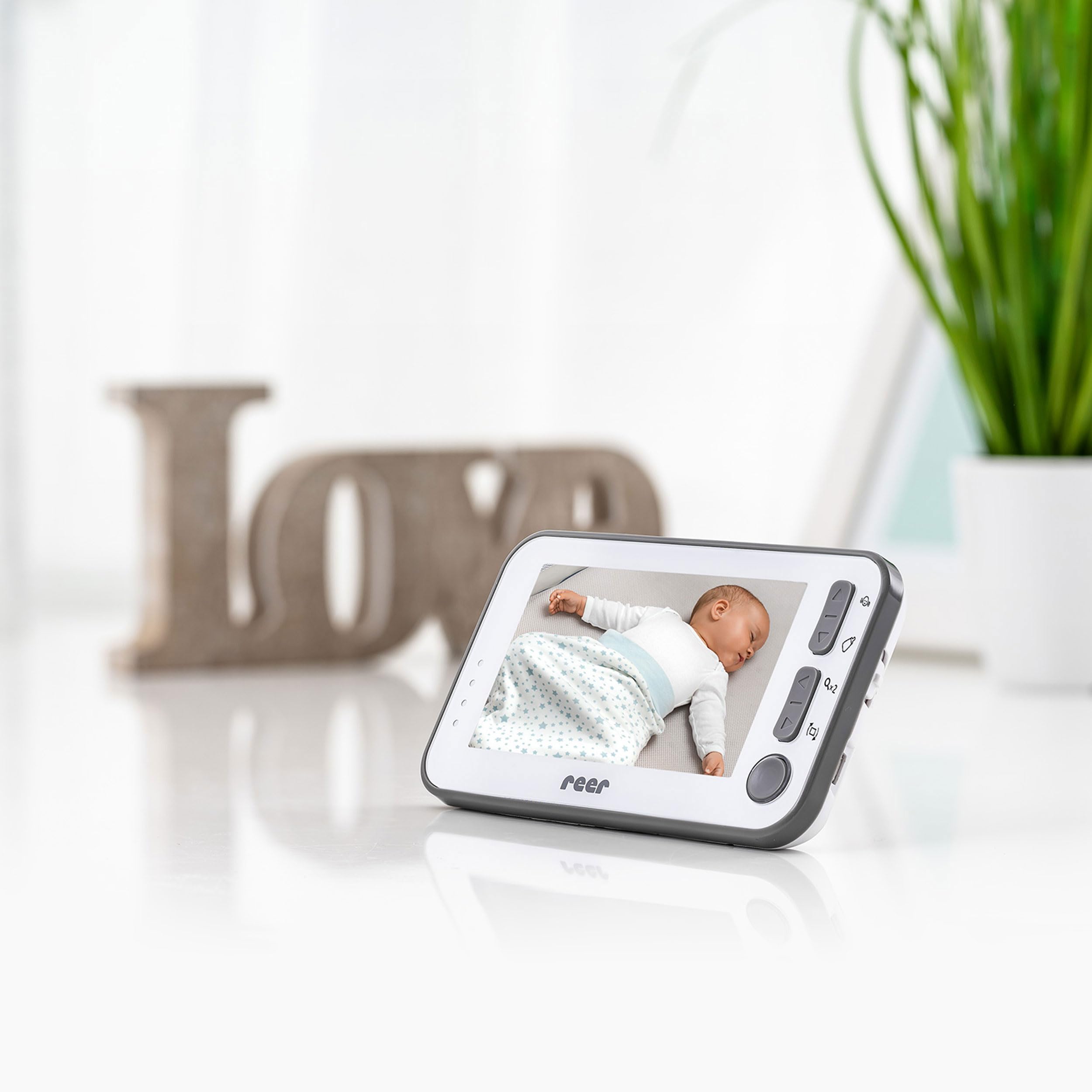 Reer Babycam L Babyphone Vidéo avec Écran Ecoute-Bébé TFT, Blanc, 4.3 Pouces, 1 Unité