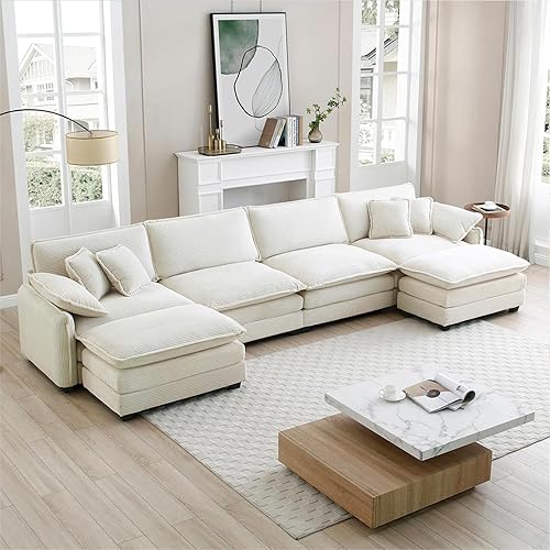 Miniatura 101 de Sofá gris de gran tamaño con una sola nube, sofás seccionales grandes de acento moderno para sala de estar, sofá modular de tela de chenilla, juego