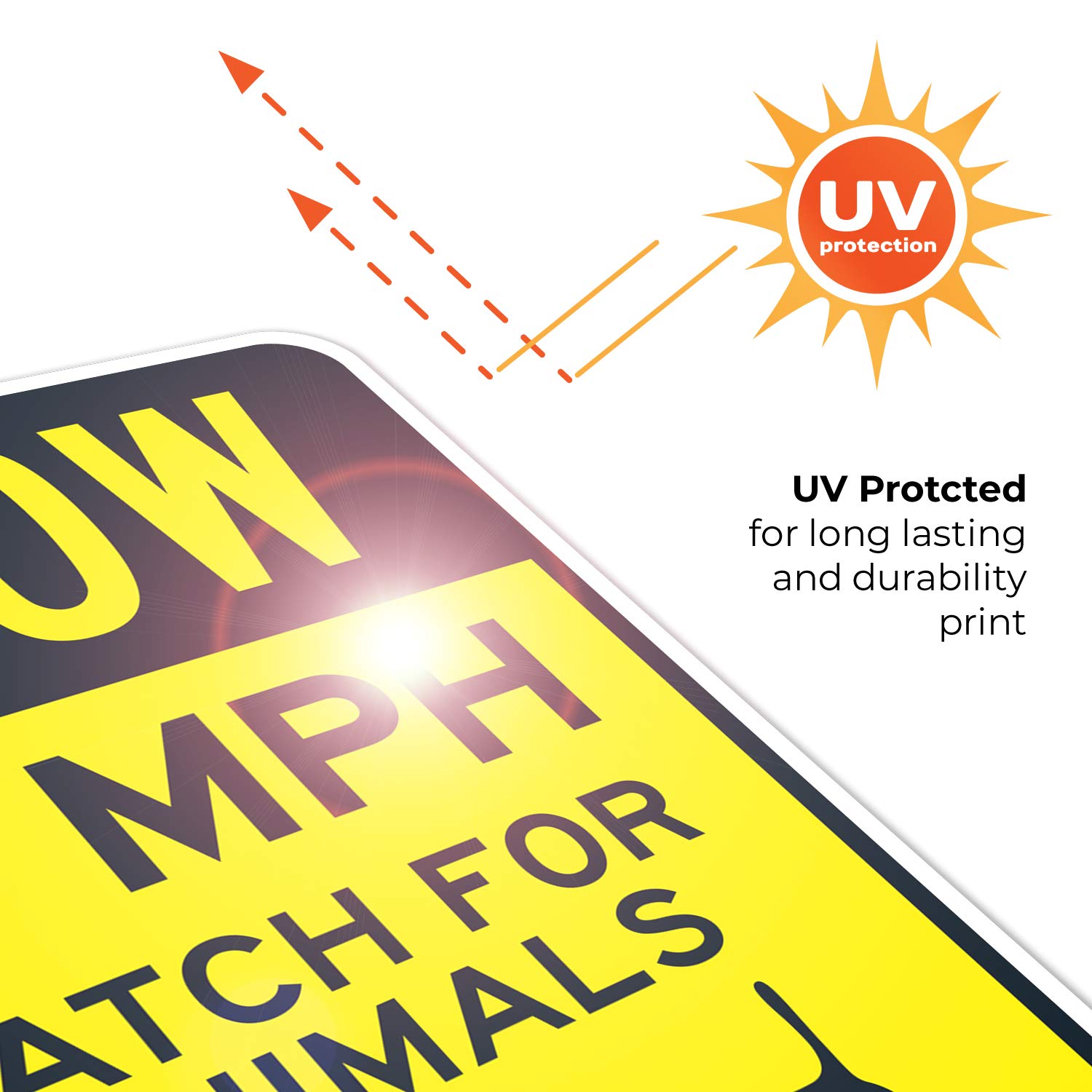 Slow 15 MPH Watch for Animals Sign, Traffic Sign, 18x24 Inches, Rust Free .063 Aluminum, Fade Resistant, Indoor/Outdoor Use, Made in USA