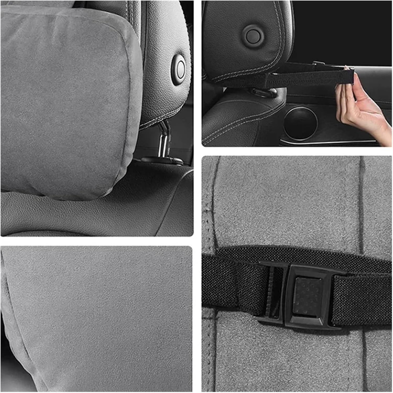 Suede Car Headrest Neck Support Pillow for S Class - Soft & Adjustable Car Accessories(1Pc Browm)
