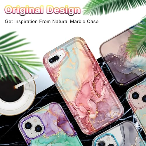 Miniatura 7 de CASEFIV Funda para iPhone 8 Plus, iPhone 7 Plus, iPhone 6 Plus, iPhone 6s Plus, funda para iPhone 6s Plus, mármol resistente a prueba de golpes,