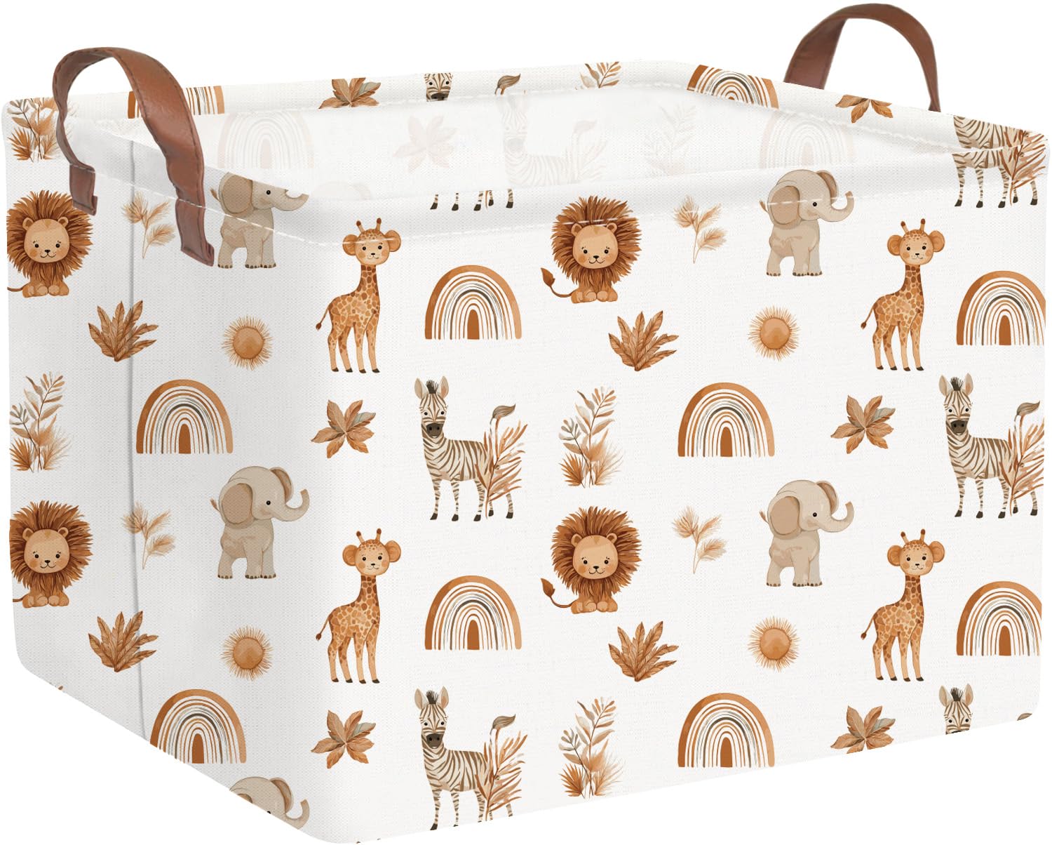 Rectangular Animals Baskets,Storage Bins with Handles for Room Decor,Book Storage Bin,Shelf Basket(Boho animals)