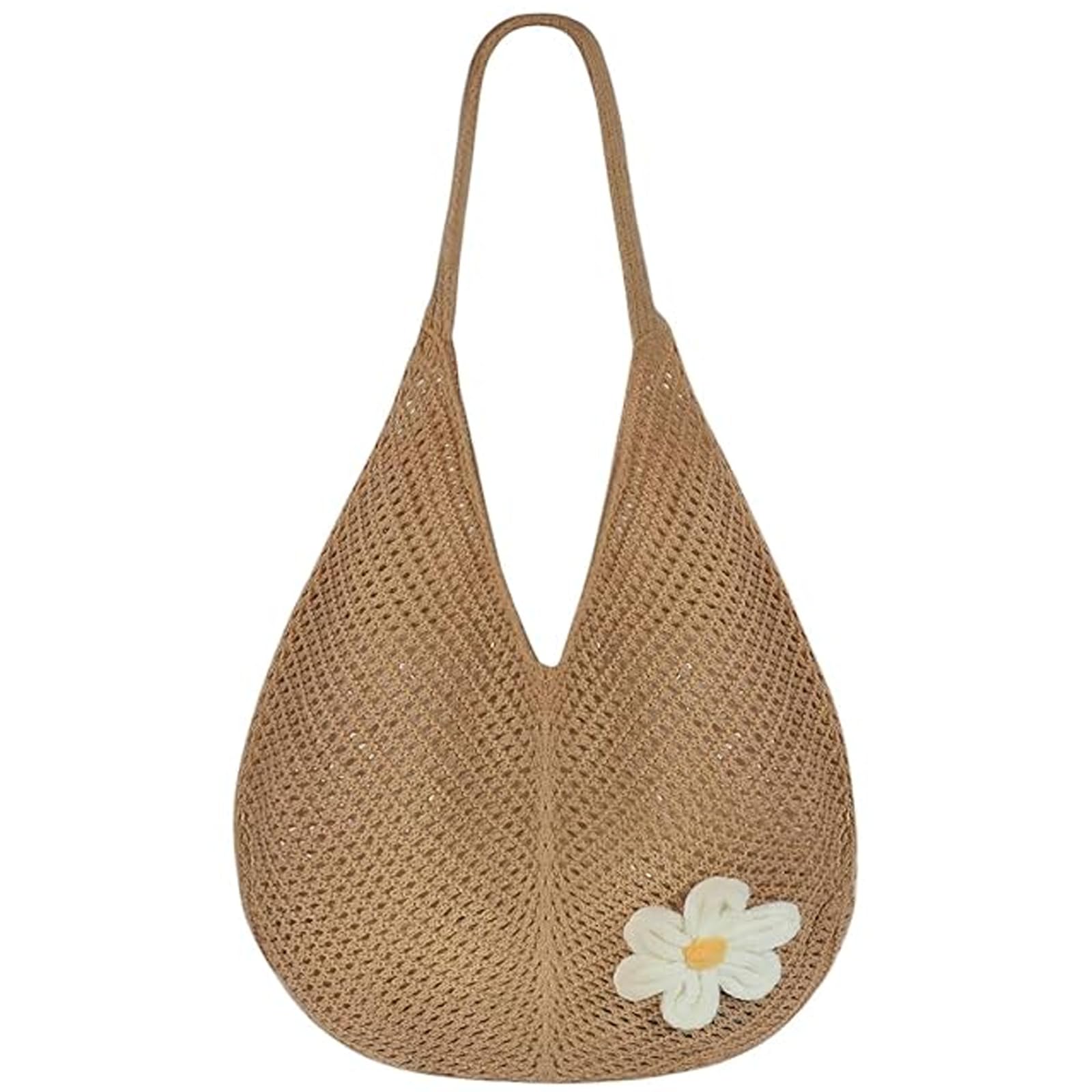 Crochet Beach Bag for Women, Stylish Bohemian Tote with Rose Design, Handmade Jute Straw Bag for Summer Outings, Lightweight Knitted Purse with Spacious Interior-image-40