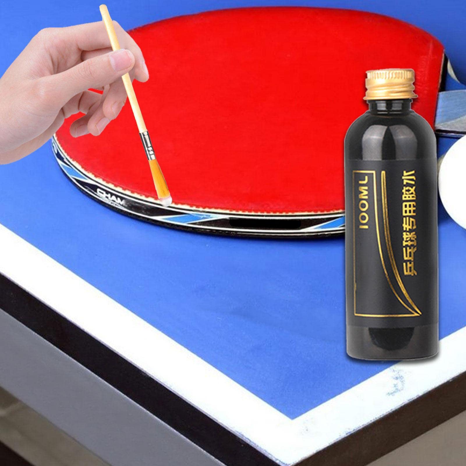 Colle pour table – 100 ml colle Pingpang avec pinceau spécial | Speed Liquid Super, caoutchouc raquette pingpong Colle liquipour assemblage raquettes table