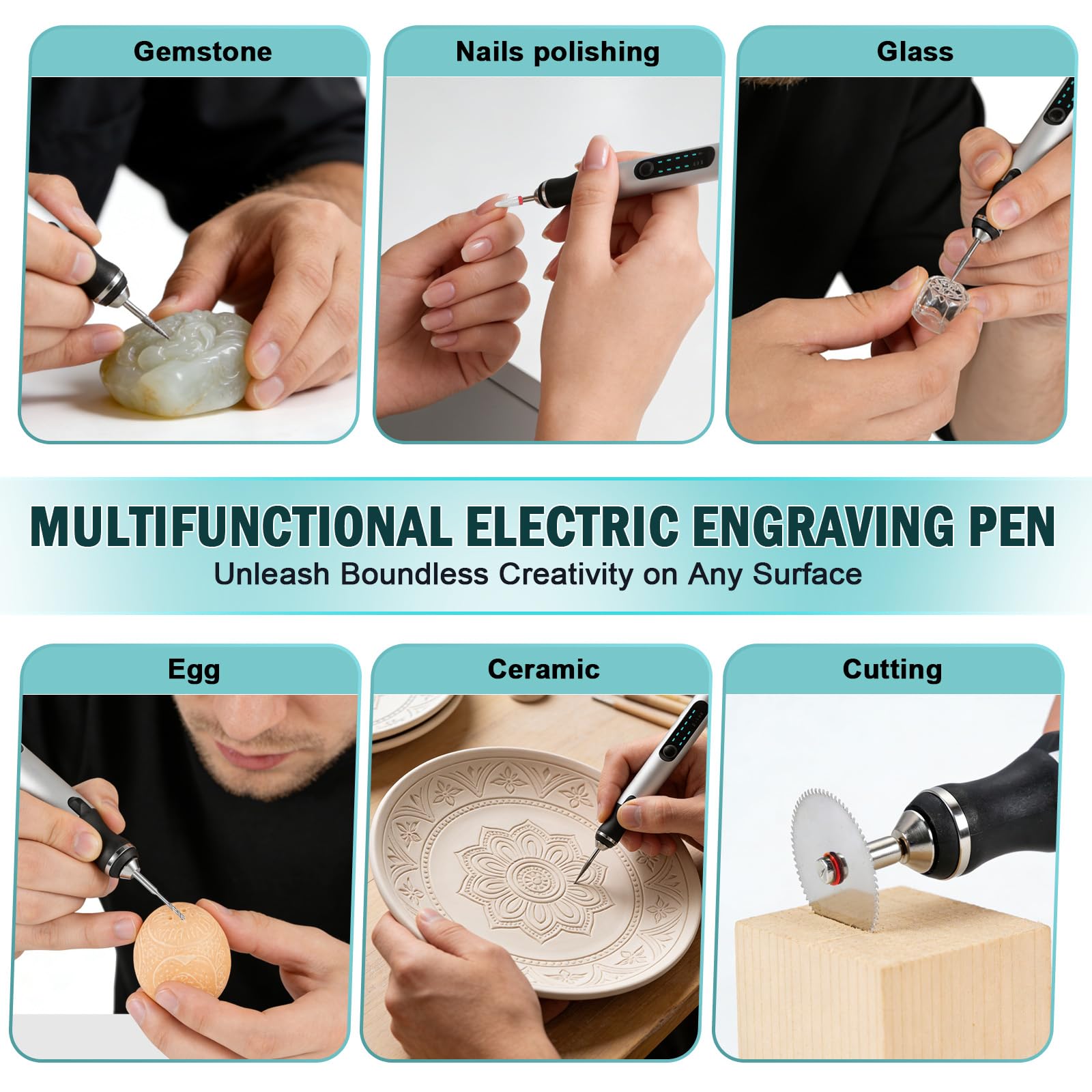 Elektrischer Gravierstift mit 37 Bits, Mini Gravierstift 3-Gang-Regler USB-aufladbare Multifunktions-Graviermaschine für Schmuck,Glas, Keramik, Kunststoff, Leder,Ideal für DIY,Hobbyist