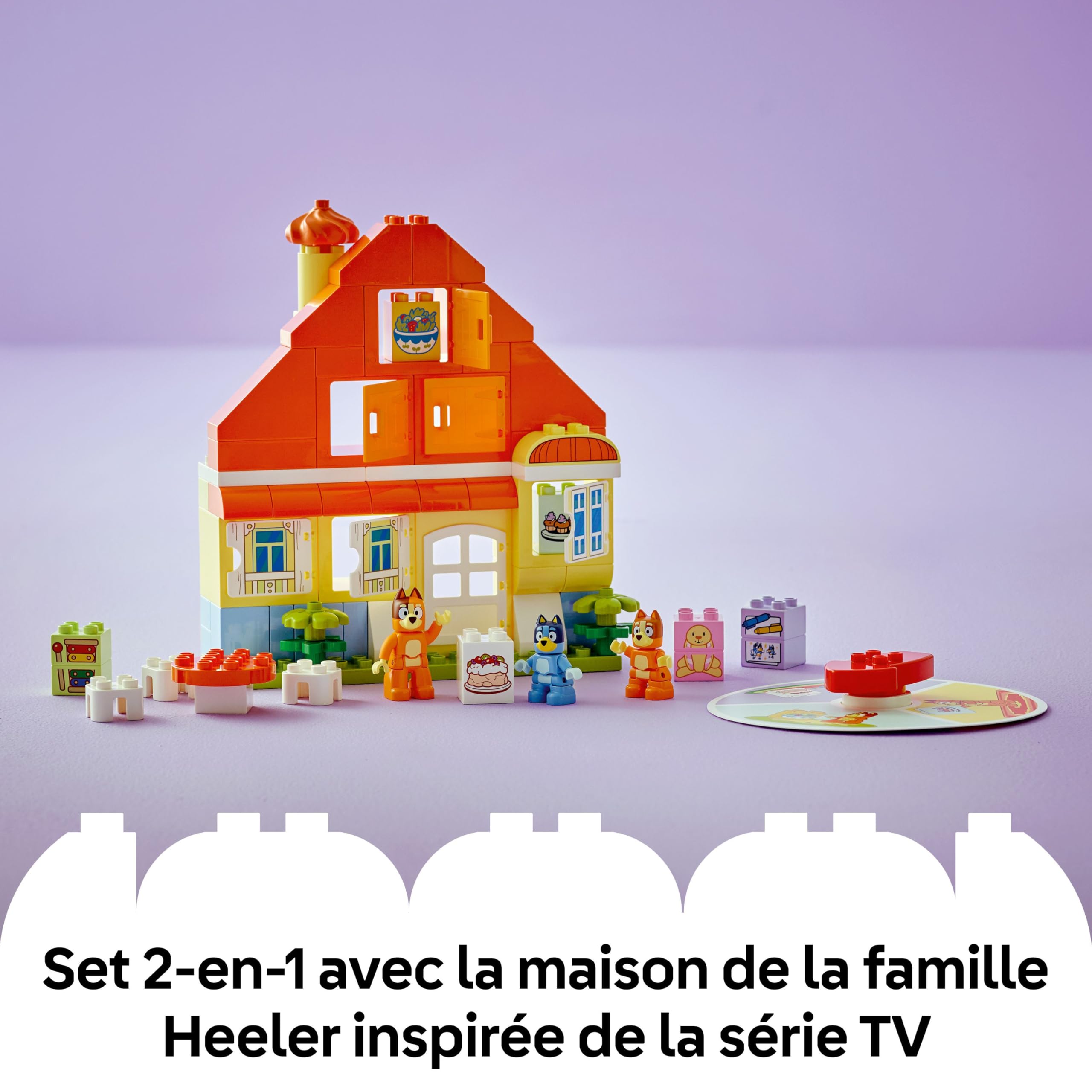 LEGO Duplo La Maison de Famille de Bluey et Le Jeu de Mémoire - Jouet Interactif Inspiré du Jeu de Société - 3 Figurines, Fenêtres & Roue Fonctionnelles - Cadeau pour Fille ou Garçon dès 3 Ans 10459