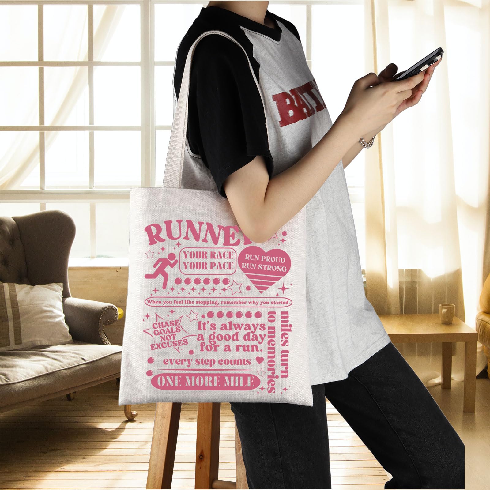 ENSIANTH Runner Gift Marathon Lover Tote Bag Cross Country Running Enthusiast-Track Team-Running Gift Love to Run Handbag