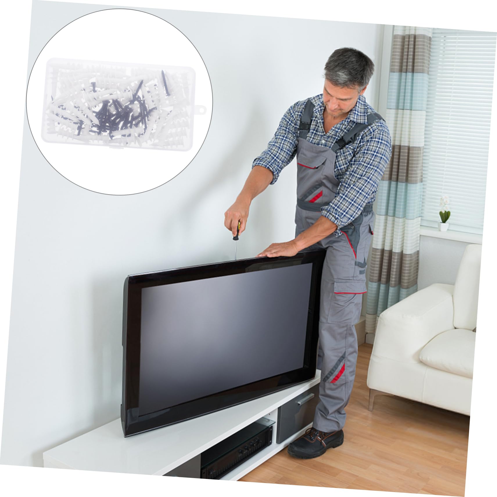 Cabilock 1 Set Plastic Anchors and Screws Set Self Drilling Threaded Screws for Drywall Installation Easy to Use for Hanging Shelves and Fixtures Includes Storage Box