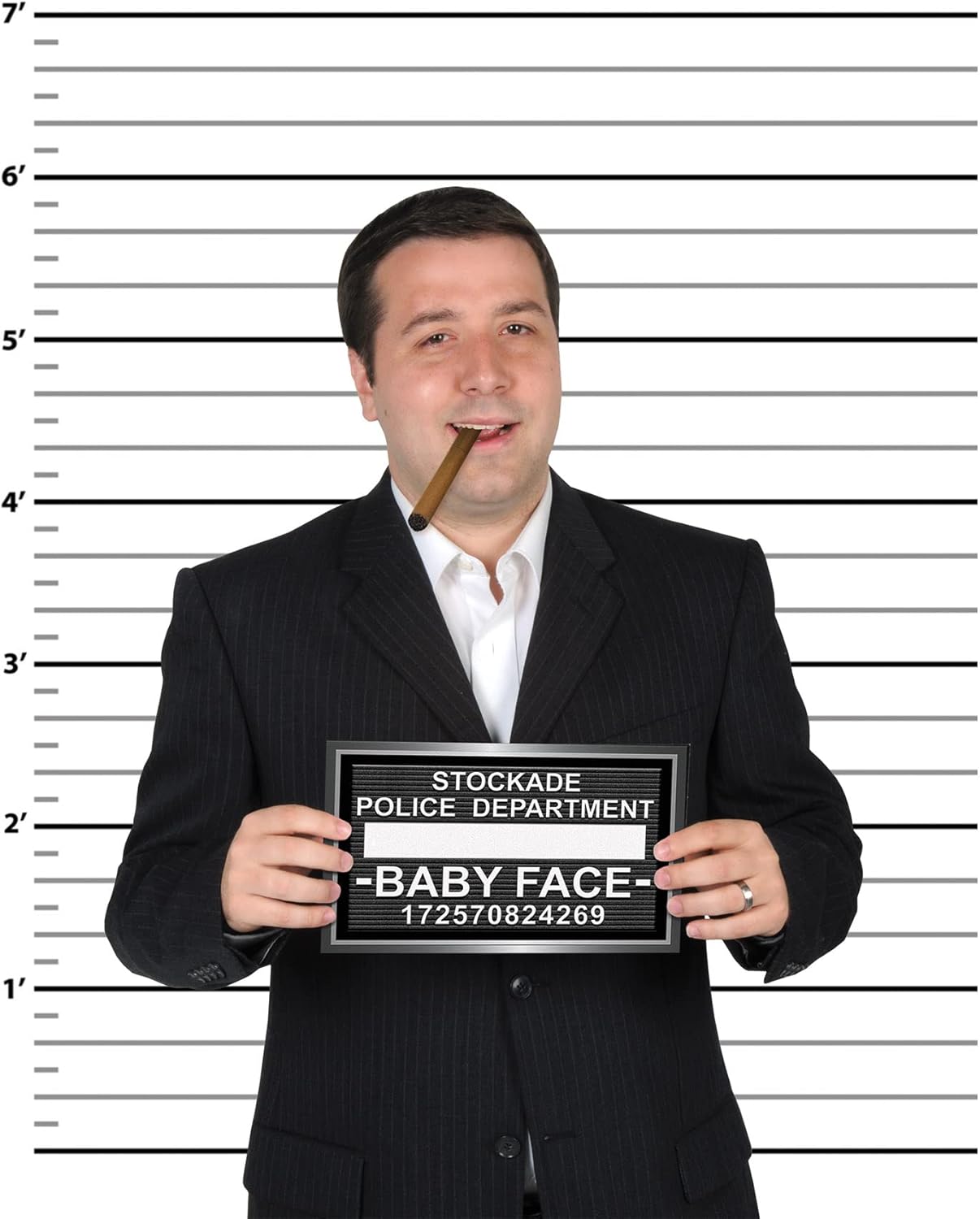 Beistle Speakeasy Mug Shot Photo Fun Signs – 16 Pack, Roaring 20s Prohibition Party Decorations, Vintage Gangster and Flapper Photo Booth Paper Props Sign for Jazz Age Theme Celebrations, 6½” x 10½”