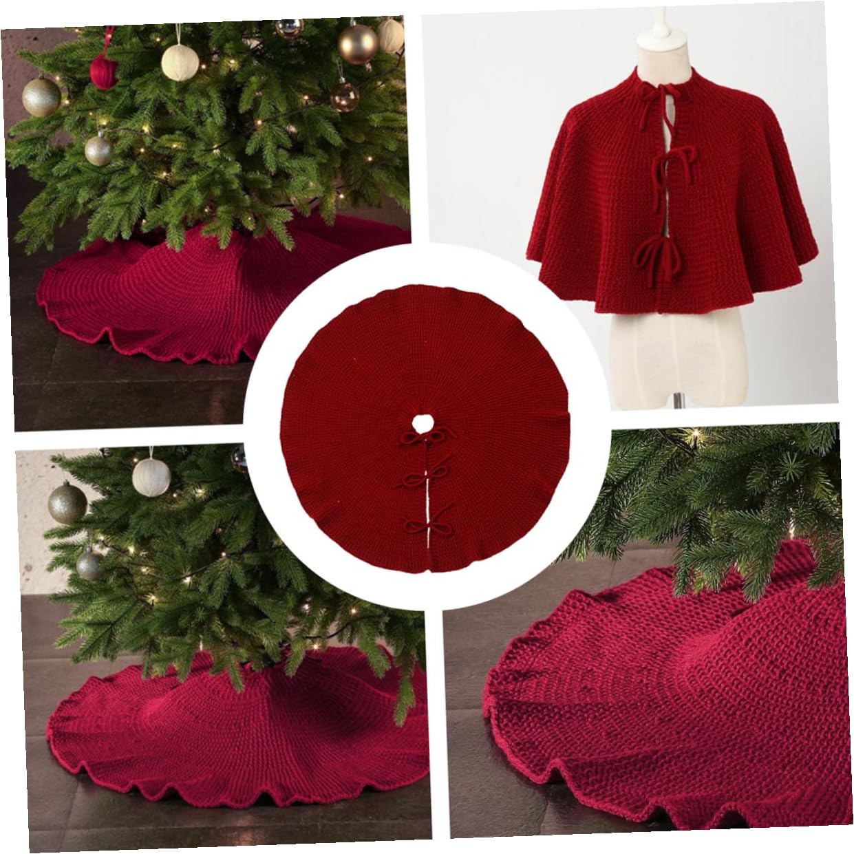 Artibetter 1pezzi Tappeto per Albero di Natale Gonna Solida Classica per Albero Realizzato Spesso e Morbido per Soggiorno Camera da Letto o Giardino