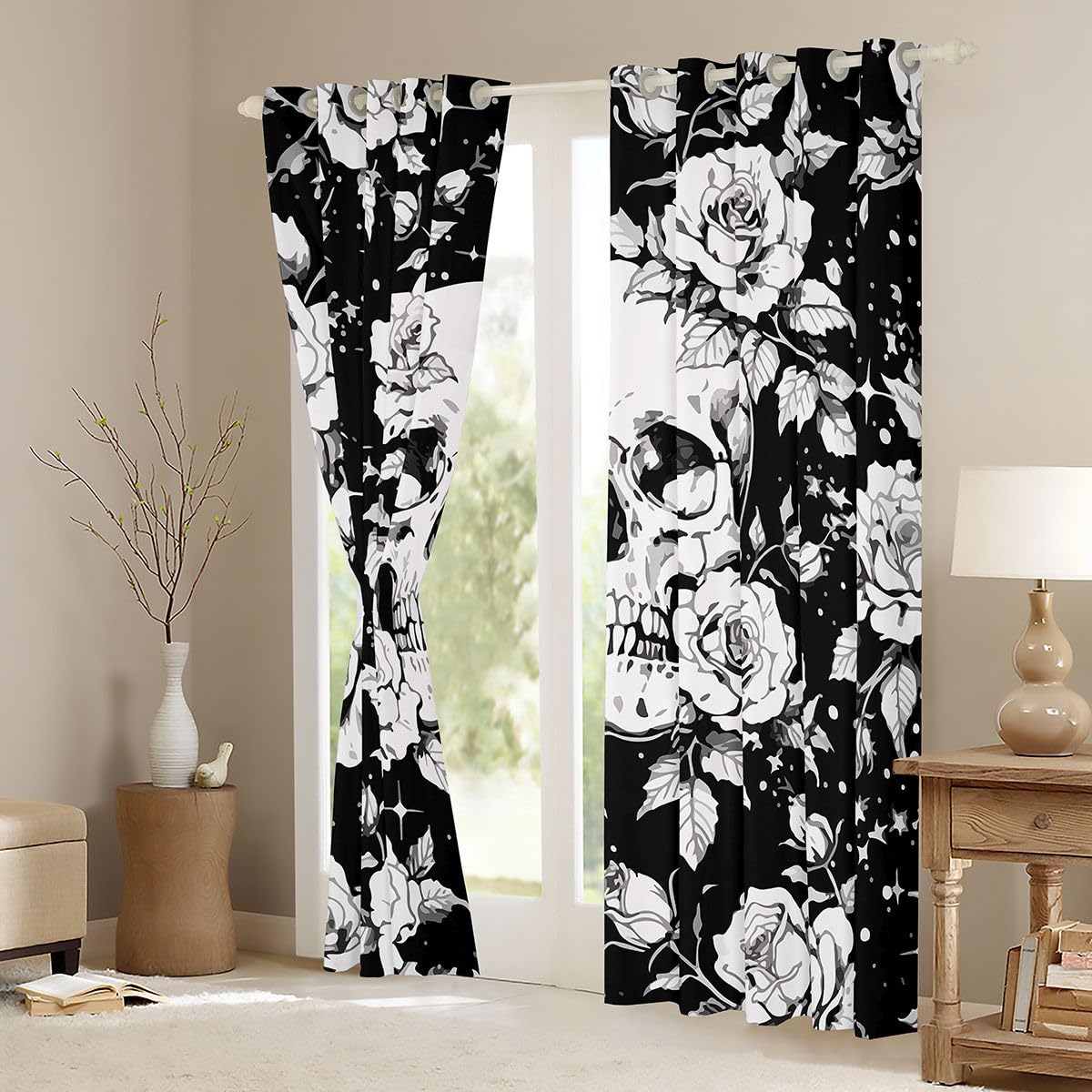 Homewish Tende oscuranti per camera da letto, motivo: teschio, 52 x 63 cm