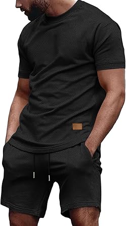 Vssjavun Men's Track Suits 2 Piece Outfits Casual Short Sleeve Shirt and Shorts Set Sweatsuit Summer Tracksuit