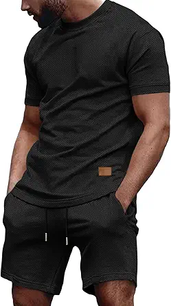 Vssjavun Men's Track Suits 2 Piece Outfits Casual Short Sleeve Shirt and Shorts Set Sweatsuit Summer Tracksuit
