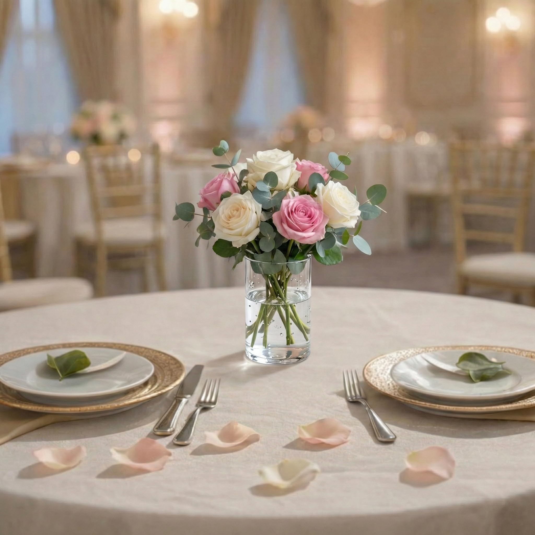 8 jarrones cilíndricos de vidrio HZCPENG de 4 pulgadas de alto x 2.6 pulgadas de ancho para centros de mesa, decoraciones de boda y decoración del hogar interior, portavelas de huracán para mesa