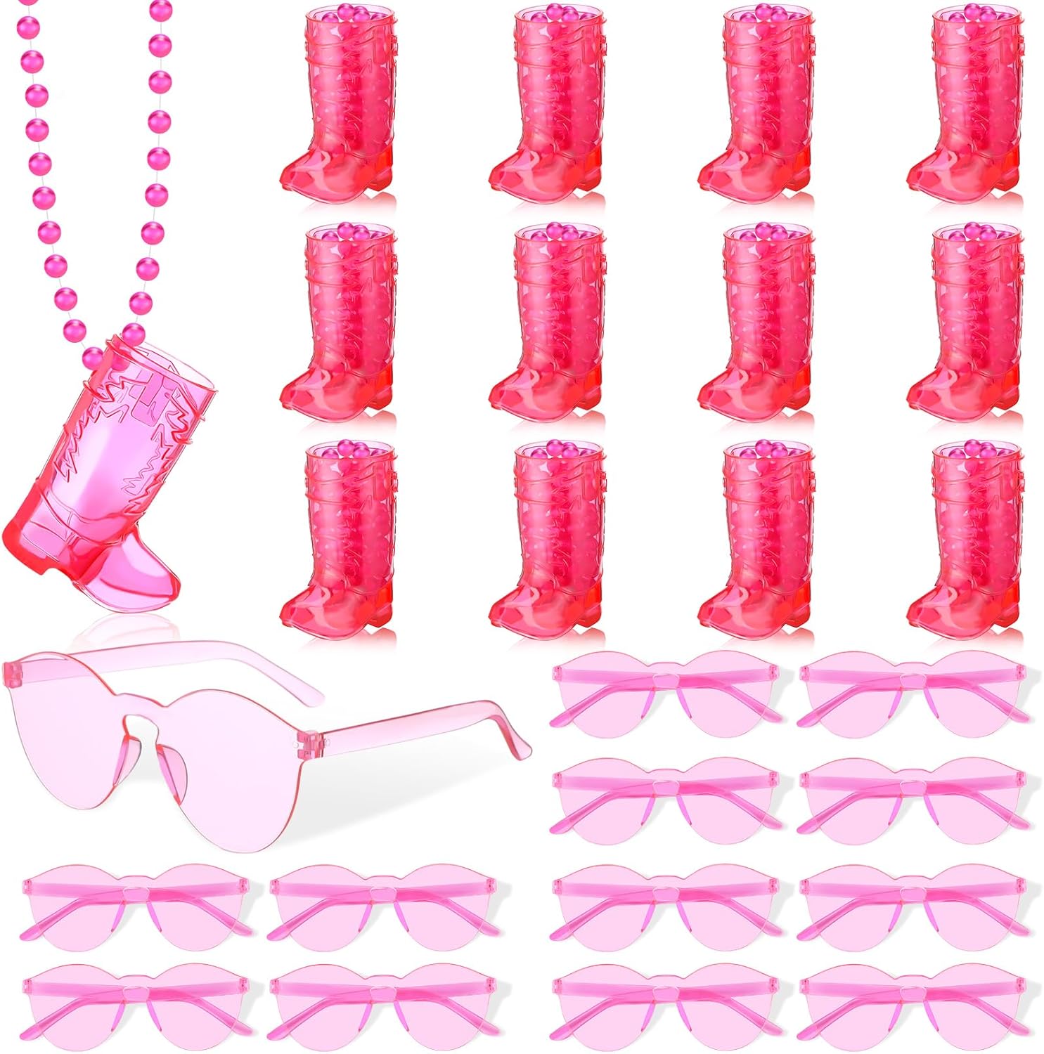 Ecation 12 Sets Boot Shot Glasses on Beaded Necklace