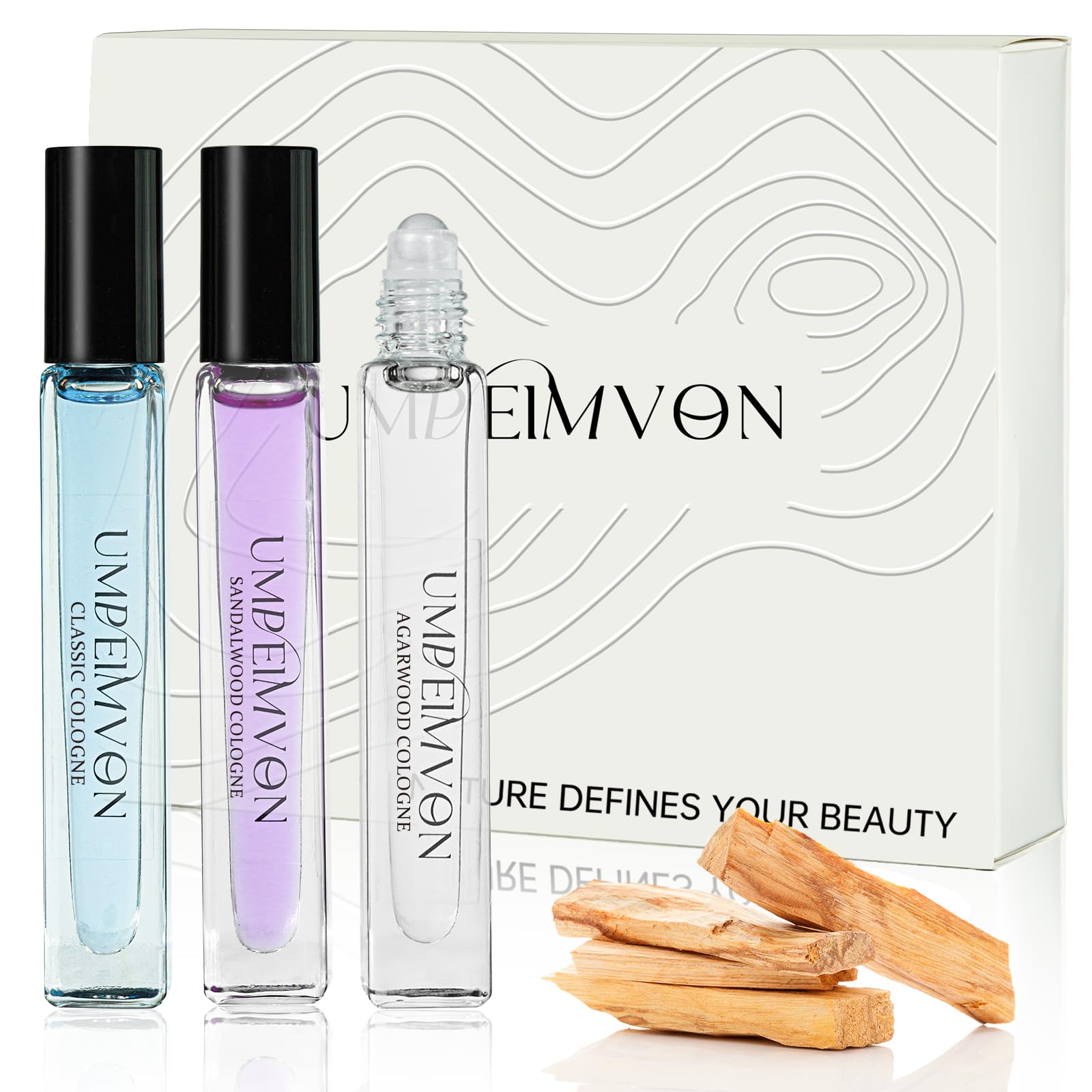 3 Pack Unisex Cologne for Men Women Cologne Perfume Oil Roll On Classic Sandalwood Agarwood Travel Size 0