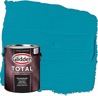 Glidden Total 1 gal. Mediterranean Blue/Aqua-Blue Semi-Gloss Exterior Pa...