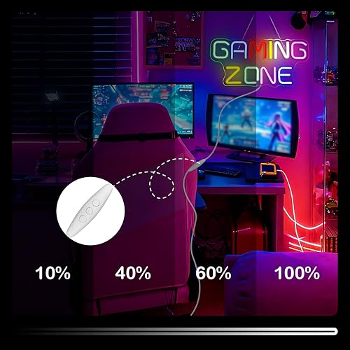 Miniatura 7 de Horseneon Game Zone - Letrero LED de neón, letreros de neón para decoración de pared, letreros de luces de neón con alimentación USB para sala de