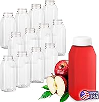 Vista 14 de 8 Oz. Empty Clear PET botellas plásticas de jugo con tapa por MT Products - Set de 12 botellas y 12 tapas