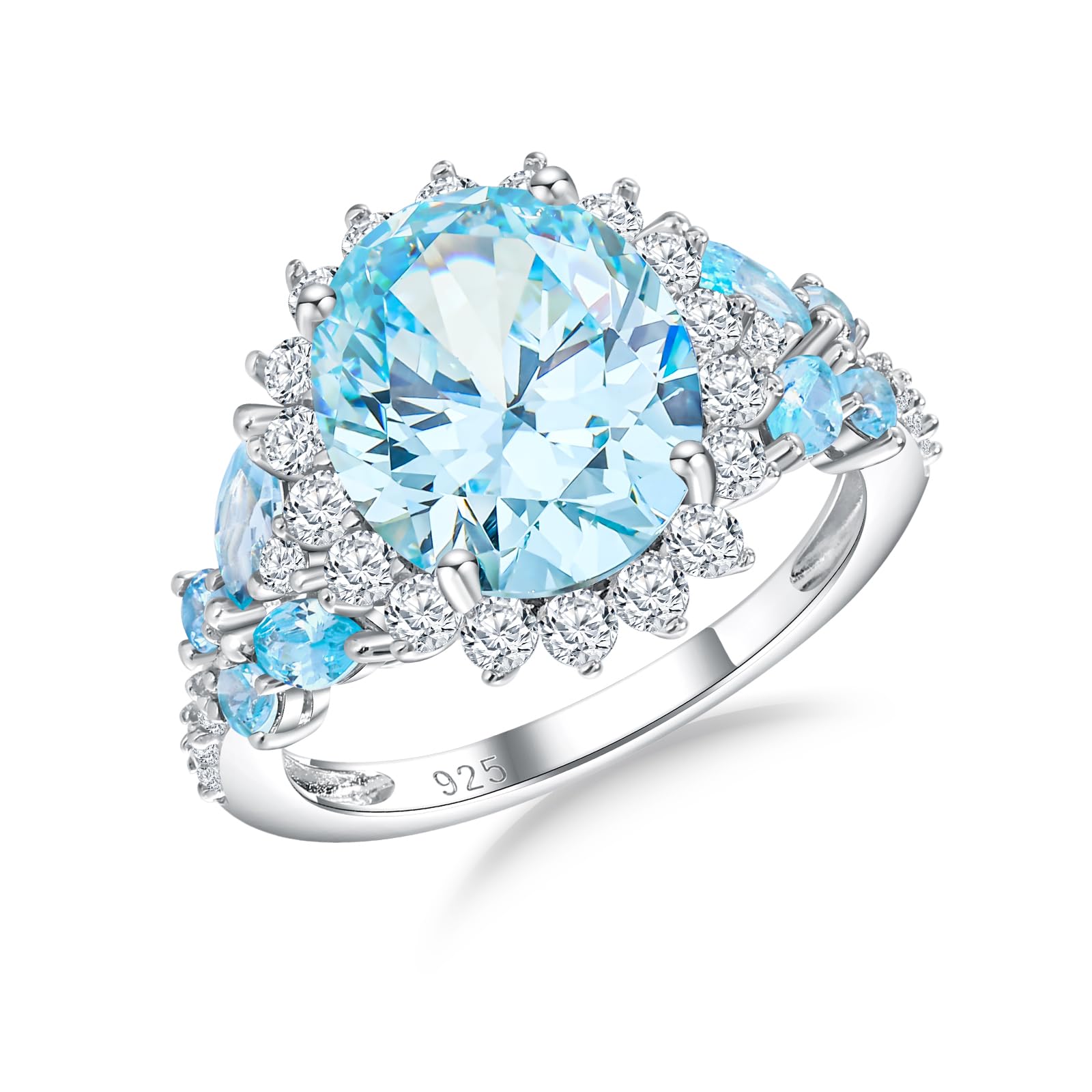 Big Oval Butterfly Halo Ring