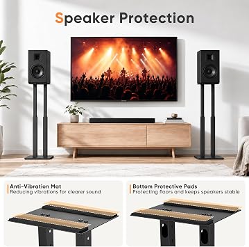 Adjustable Speaker Stands Floor Standing, 9 Heights 42-75cm Pair