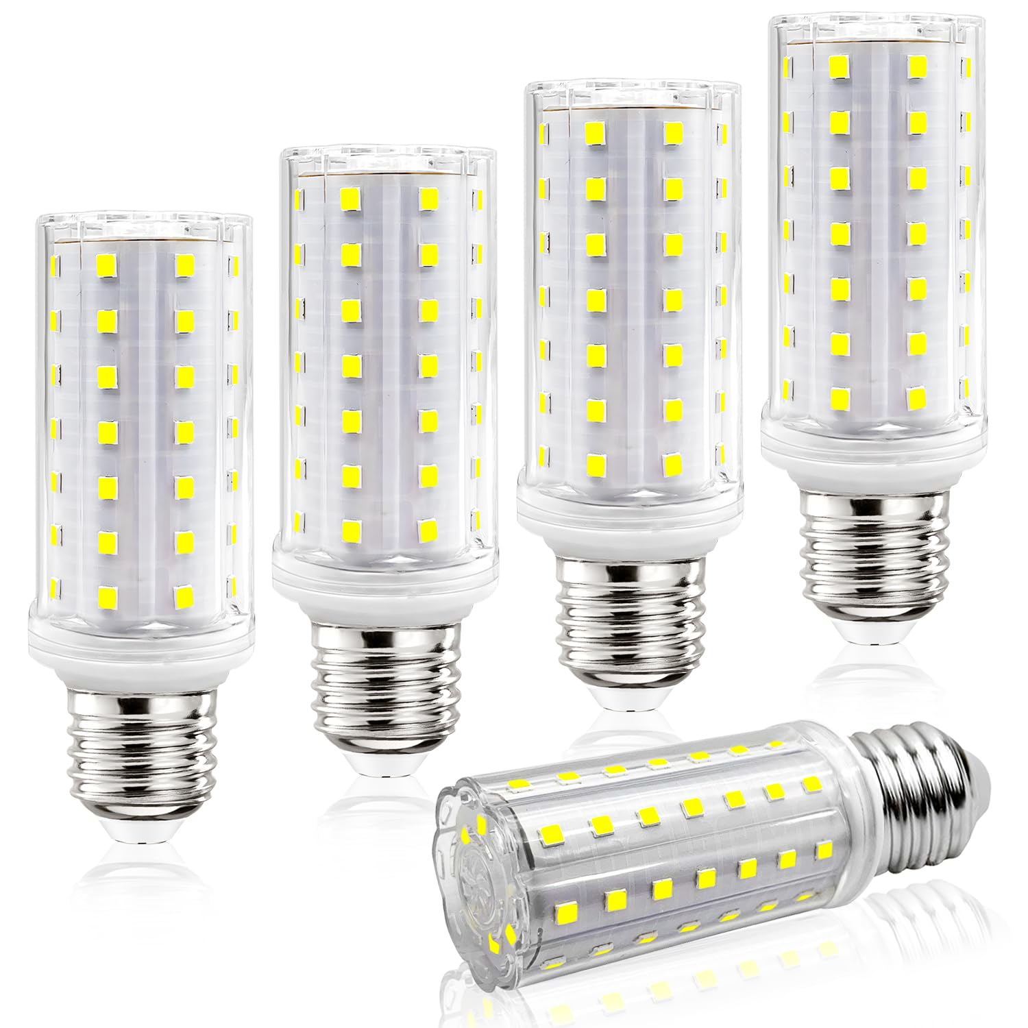 MDee E27 LED Bulb Cool White 6000K, 5W E27 Edison Screw Bulb, 90W Incandescent Equivalent, 925Lumen, 64LEDs, AC 230V, Non-Dimmable, Energy Saving Corn Light Bulbs for Home Lighting Decor, 5 Count