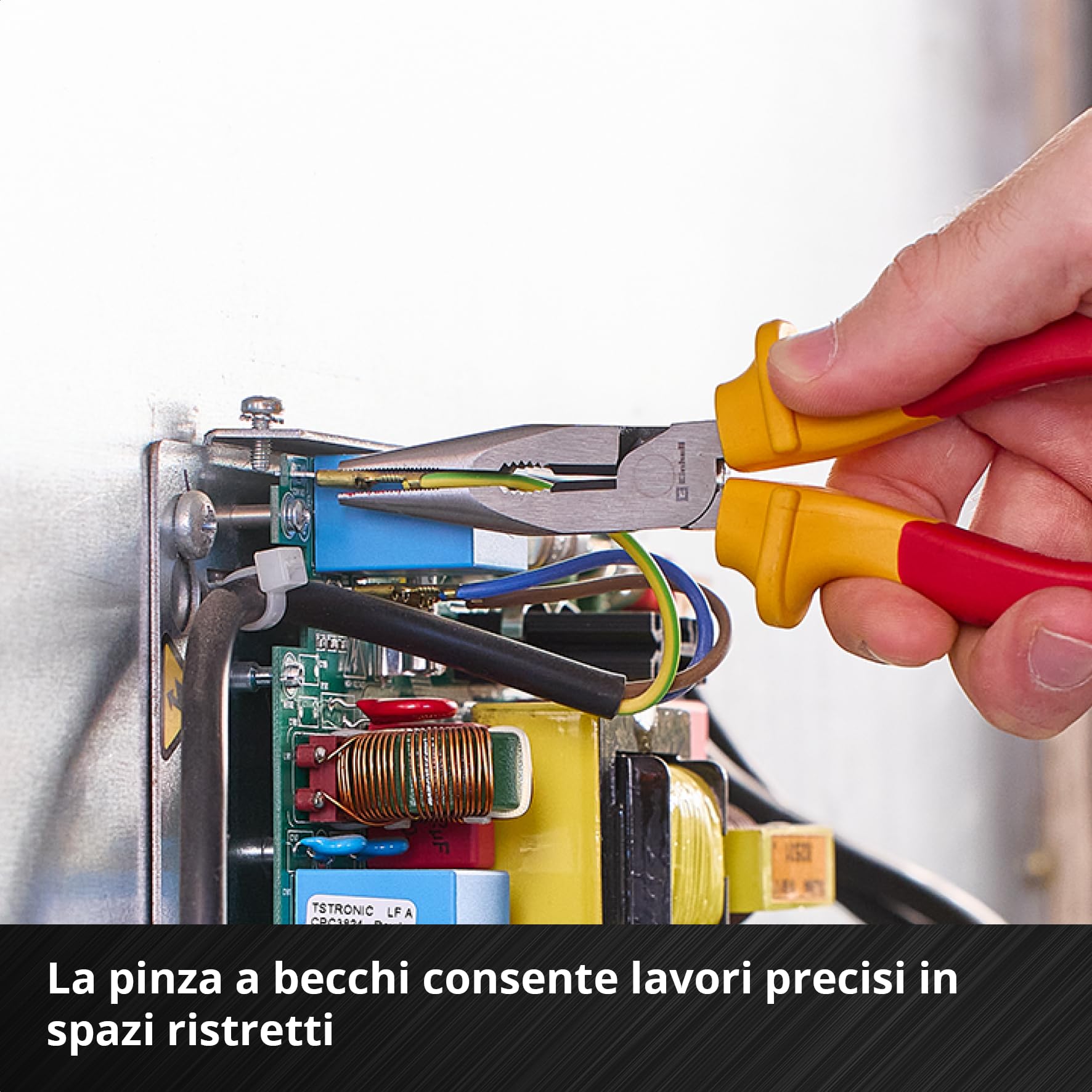 Einhell 3 pezzi set di pinze per elettricisti | Isolamento fino a 1.000 V | tronchese laterale | pinza spelafili | pinza telefonica | impugnature ergonomiche