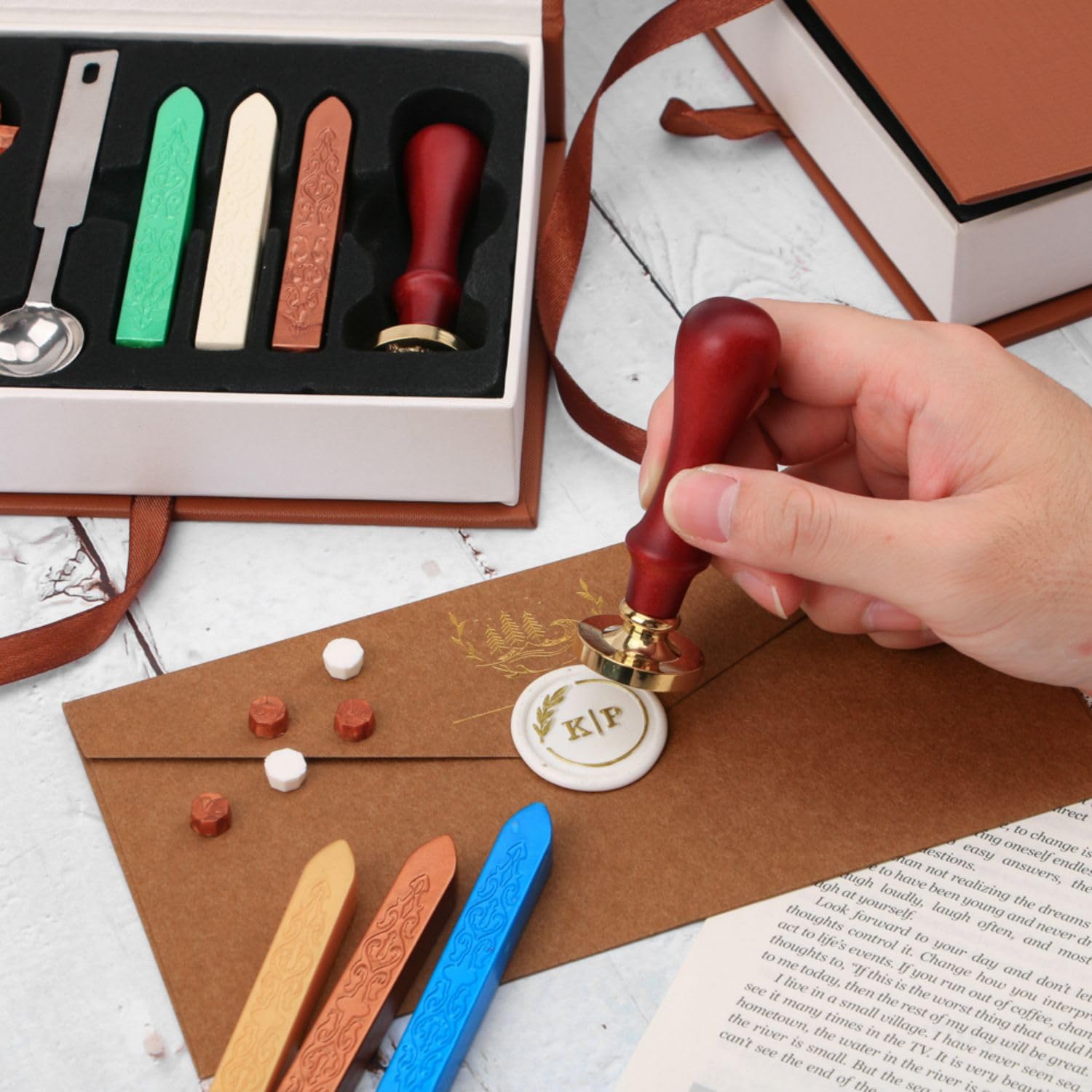 Custom Wax Seal Stamp-Sealing Wax Stamps with Unique Gift Box, Personalized Waxs Seal for Crafting, Envelopes, Gifts Wrap Graduation and Wedding Invitation