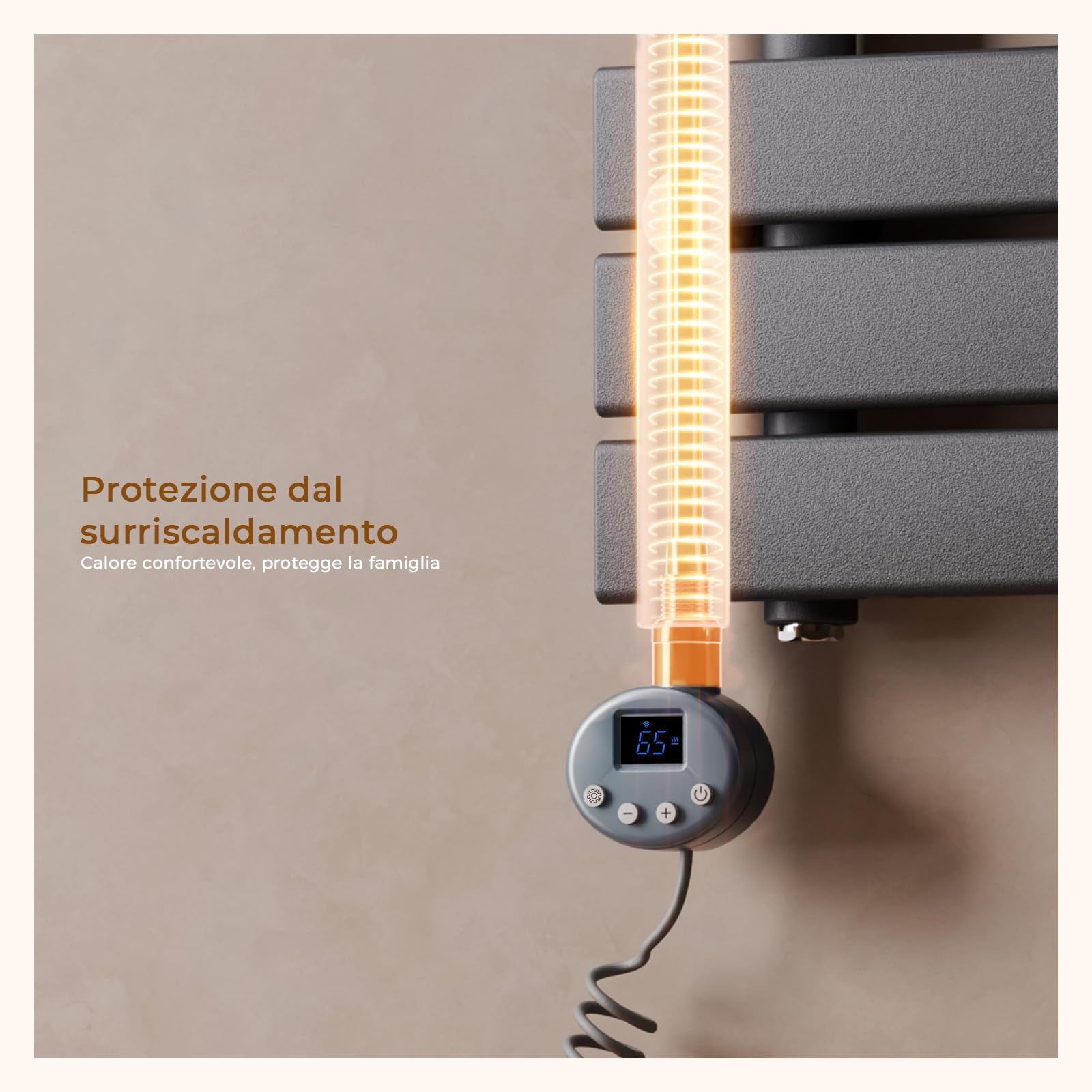 S'AFIELINA Scaldasalviette Elettrico Bagno WiFi 1320×600mm, termoarredo Elettrico Bagno con termostato, programmabile, LCD, 800 W, scalda Asciugamani Elettrico a Basso consumo, Antracite