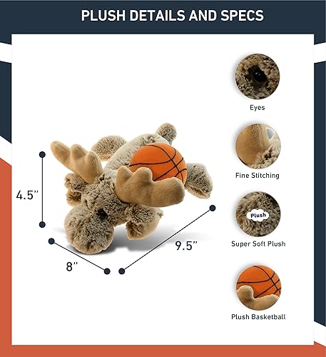 Miniatura 3 de DolliBu Animal de peluche de alce con peluche de baloncesto, alce suave y abrazable, adorable juguete de peluche para jugar, juguete de peluche