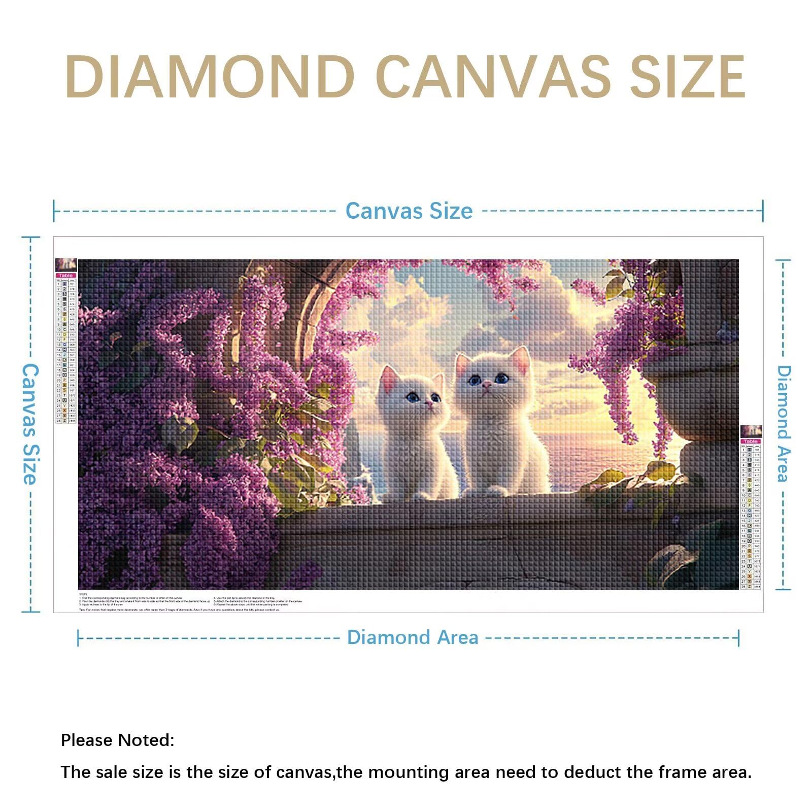 Diamond Painting Adultos Flor Pintura Diamante, Gato Diamond Painting 5D Completo, DIY Cuadrado Cristal Bordado Punto de Cruz Cuadros de Diamantes para Decoracion Hogar, Regalo Mujer 160x80cm 0J-744